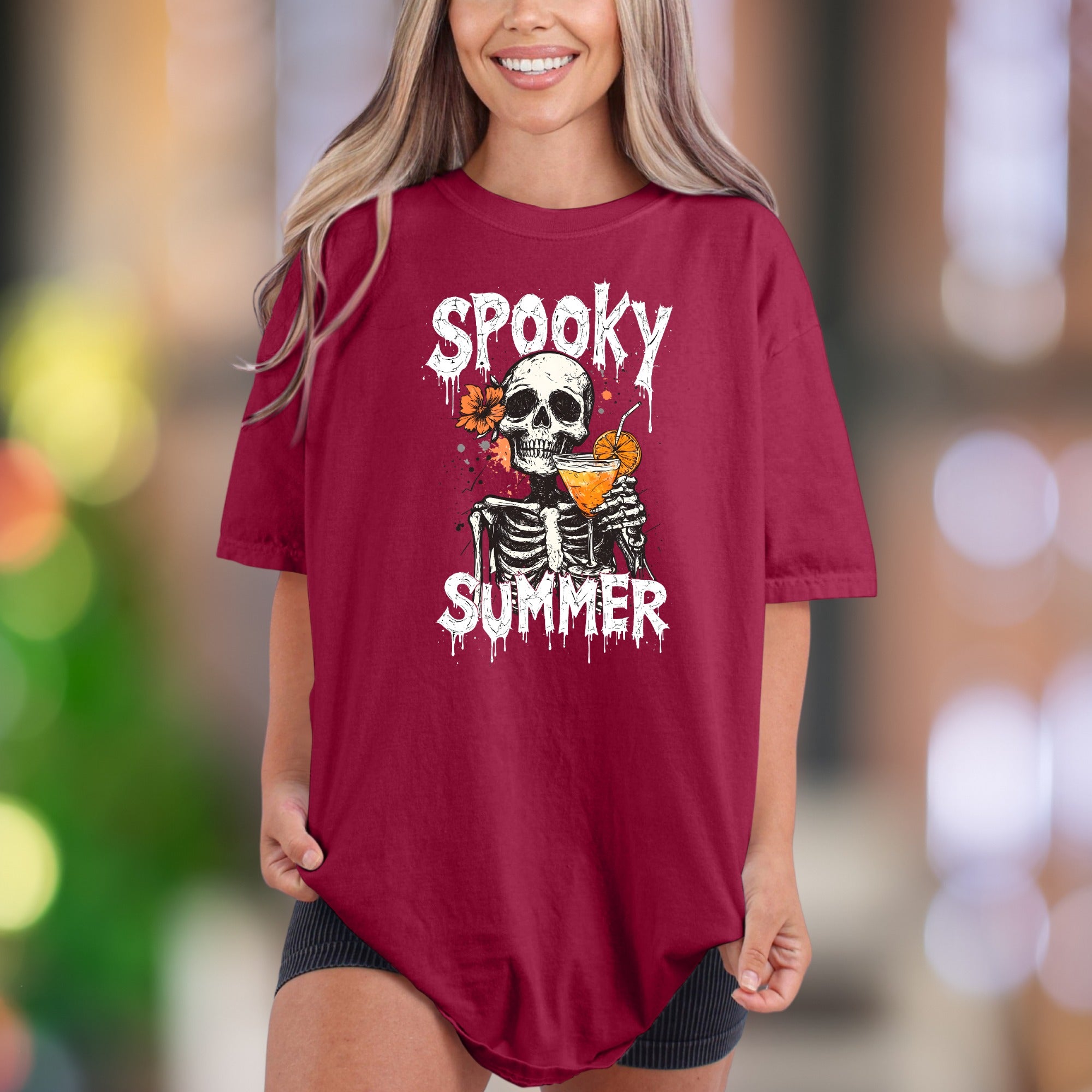 "Spooky Summer" | Comfort Colors Unisex Adult T-Shirt | Edgy Beach Skeleton Design