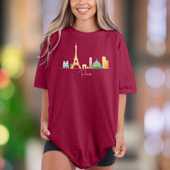 Paris Cityscape Skyline | Comfort Colors Unisex Adult T-Shirt | Travel Lover Gift