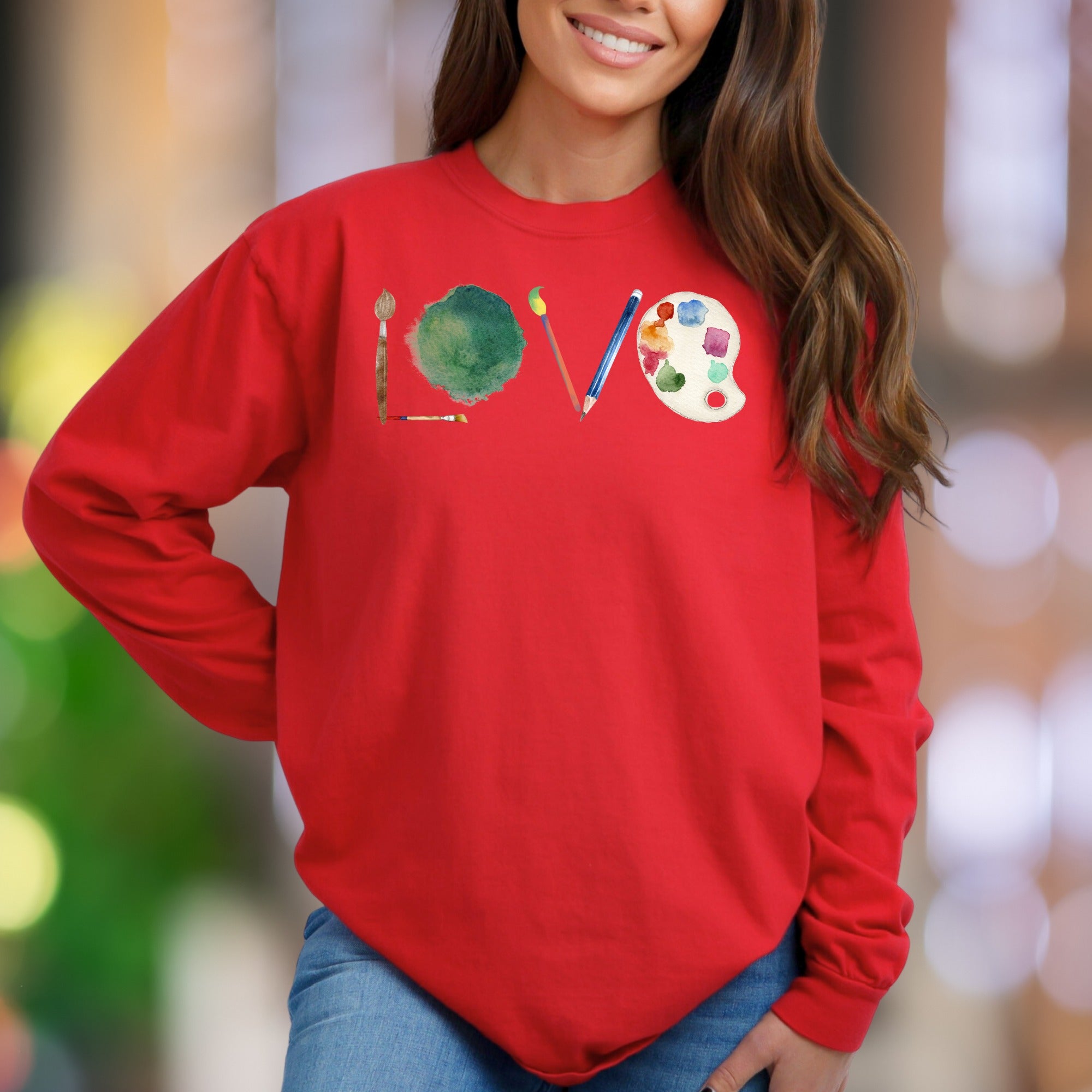 "LOVE A.R.T." | Artistic Watercolor Unisex Adult Sweatshirt | Creative Lifestyle