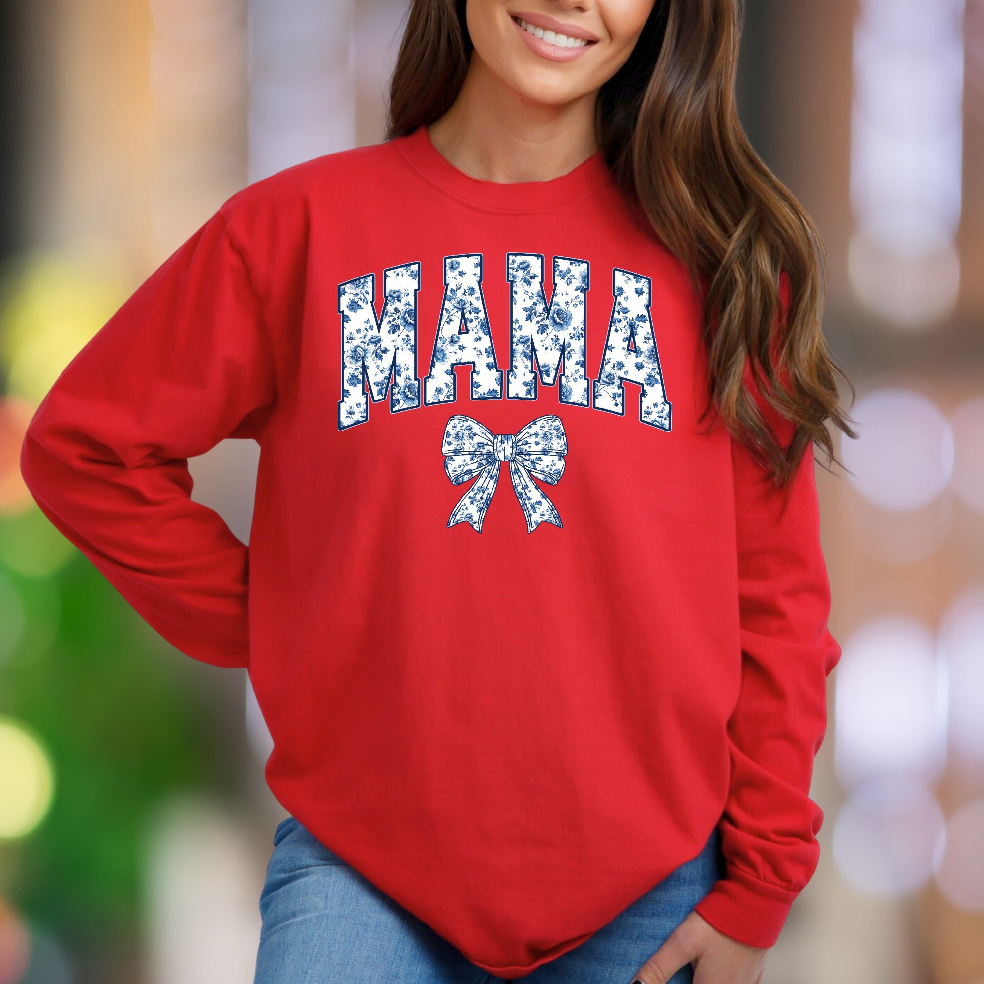 "MAMA" | Chinoiserie Floral Unisex Adult Sweatshirt | Motherhood Lifestyle