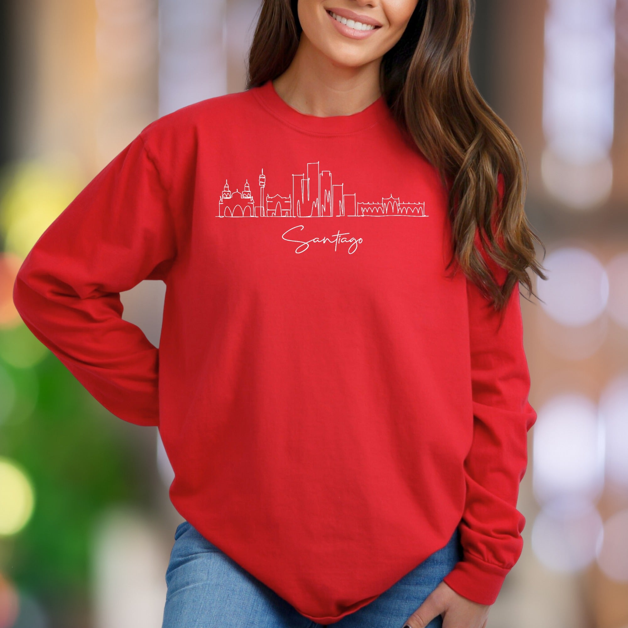 "Santiago" | Minimal Cityscape Unisex Adult Sweatshirt | Travel Lifestyle Apparel