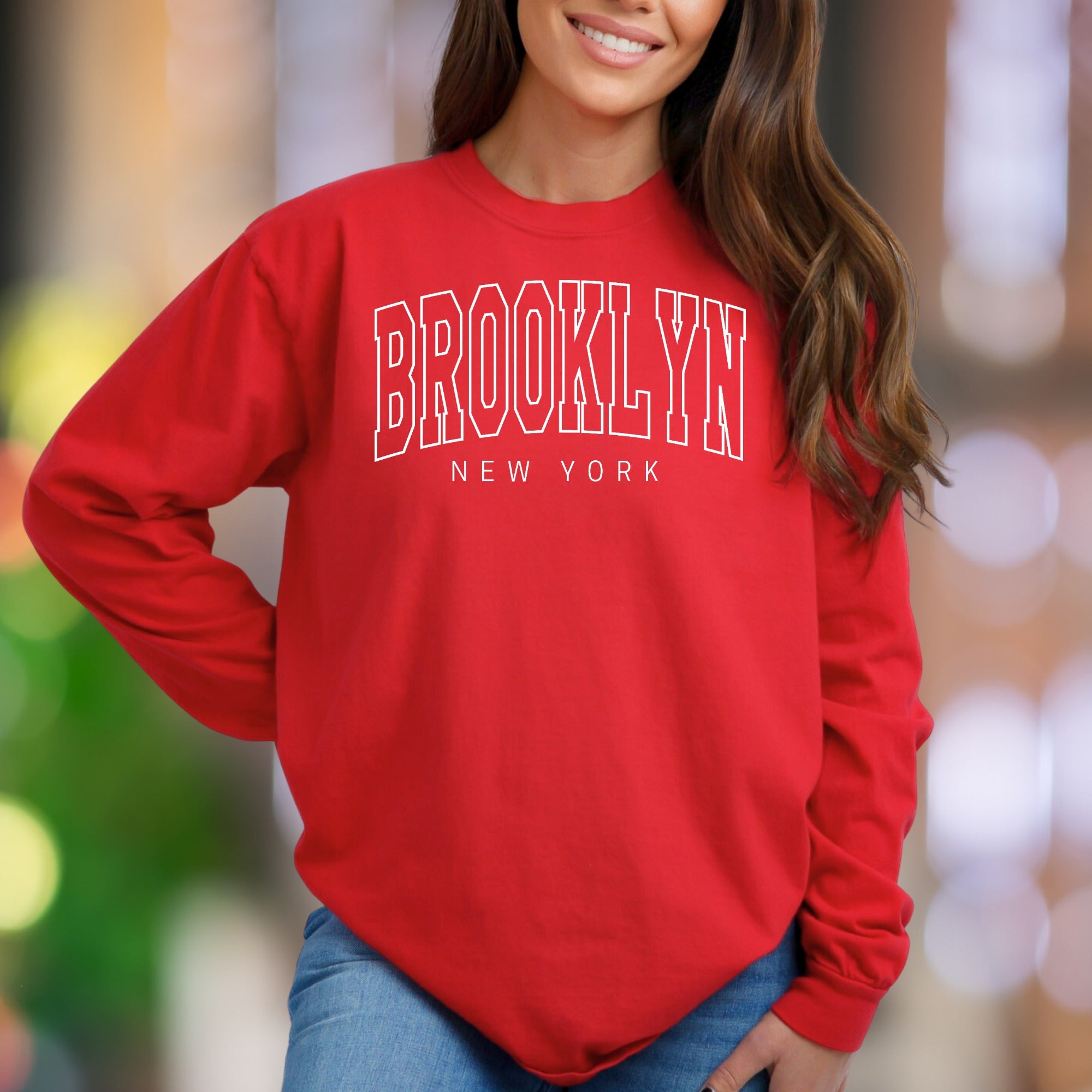 "BROOKLYN NEW YORK" | Modern City Typography Unisex Adult Sweatshirt | Urban Lifestyle Apparel