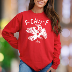 "F-CAW-F" | Funny Crow Graphic Unisex Adult Sweatshirt | Quirky Humor