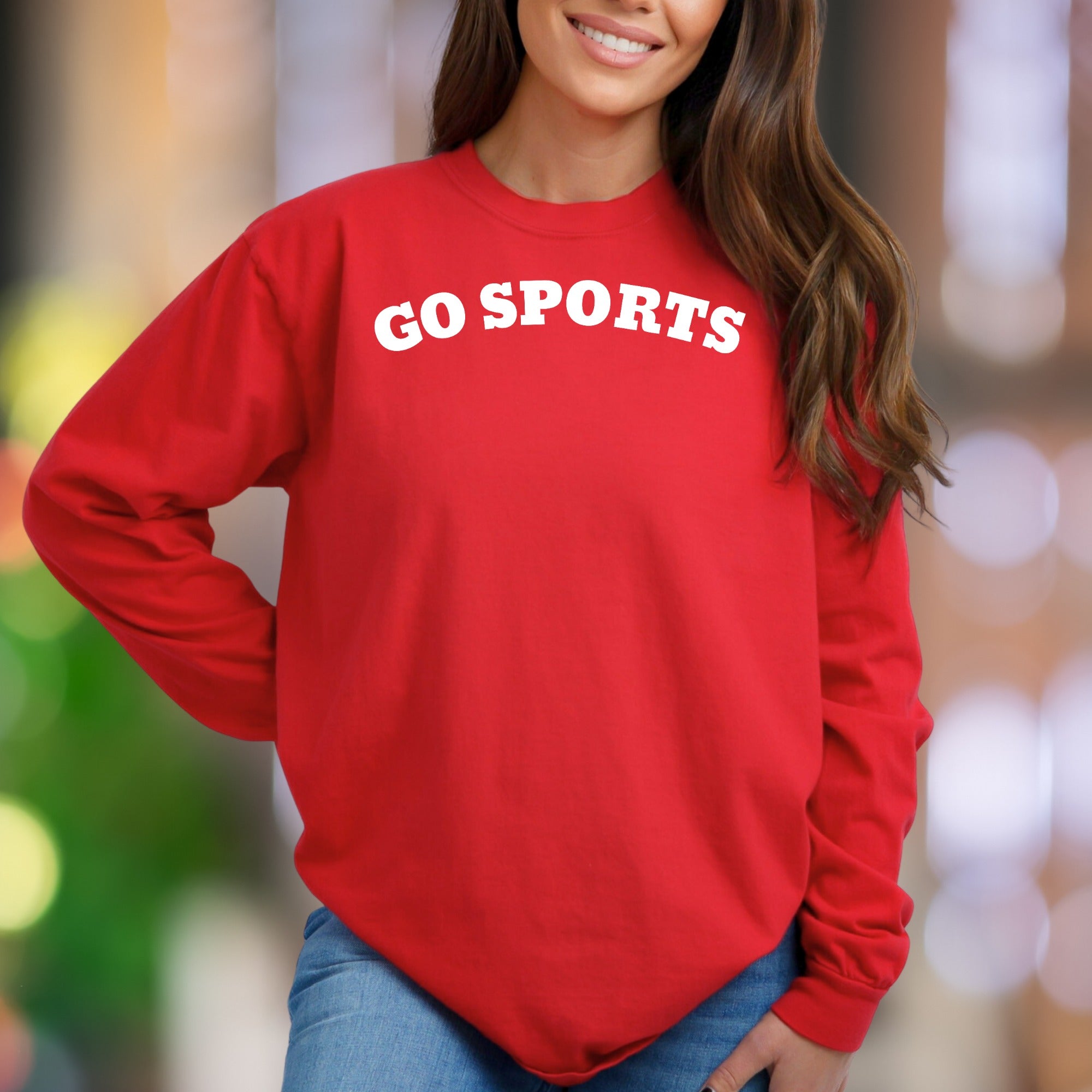"GO SPORTS" | Bold Typography Unisex Adult Sweatshirt | Casual Humor Apparel