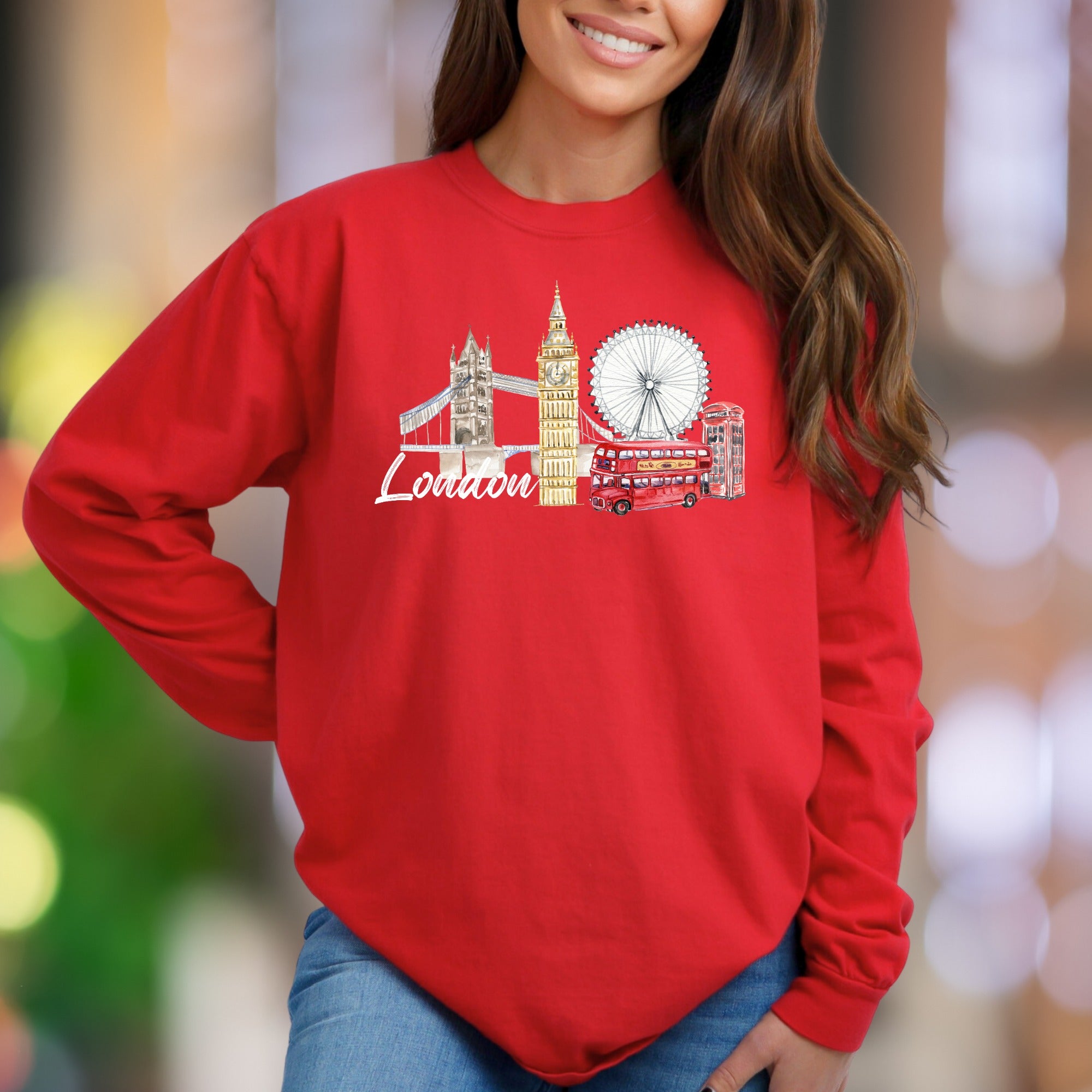 "London" | Watercolor Cityscape Unisex Adult Sweatshirt | Travel & Lifestyle