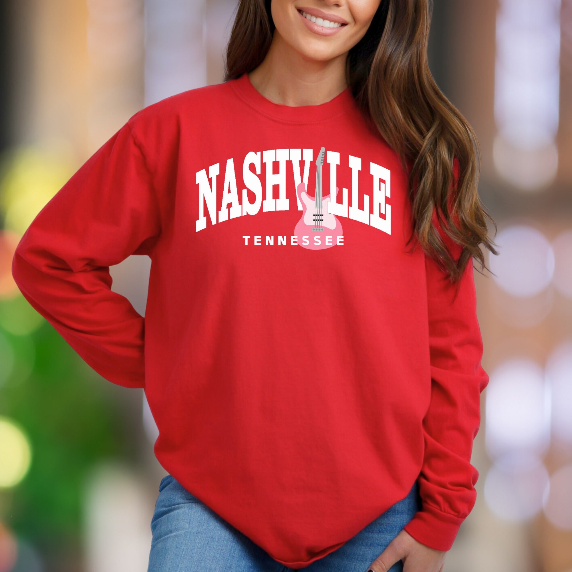 "Nashville Tennessee" | Music City Graphic Unisex Adult Sweatshirt | Lifestyle Travel