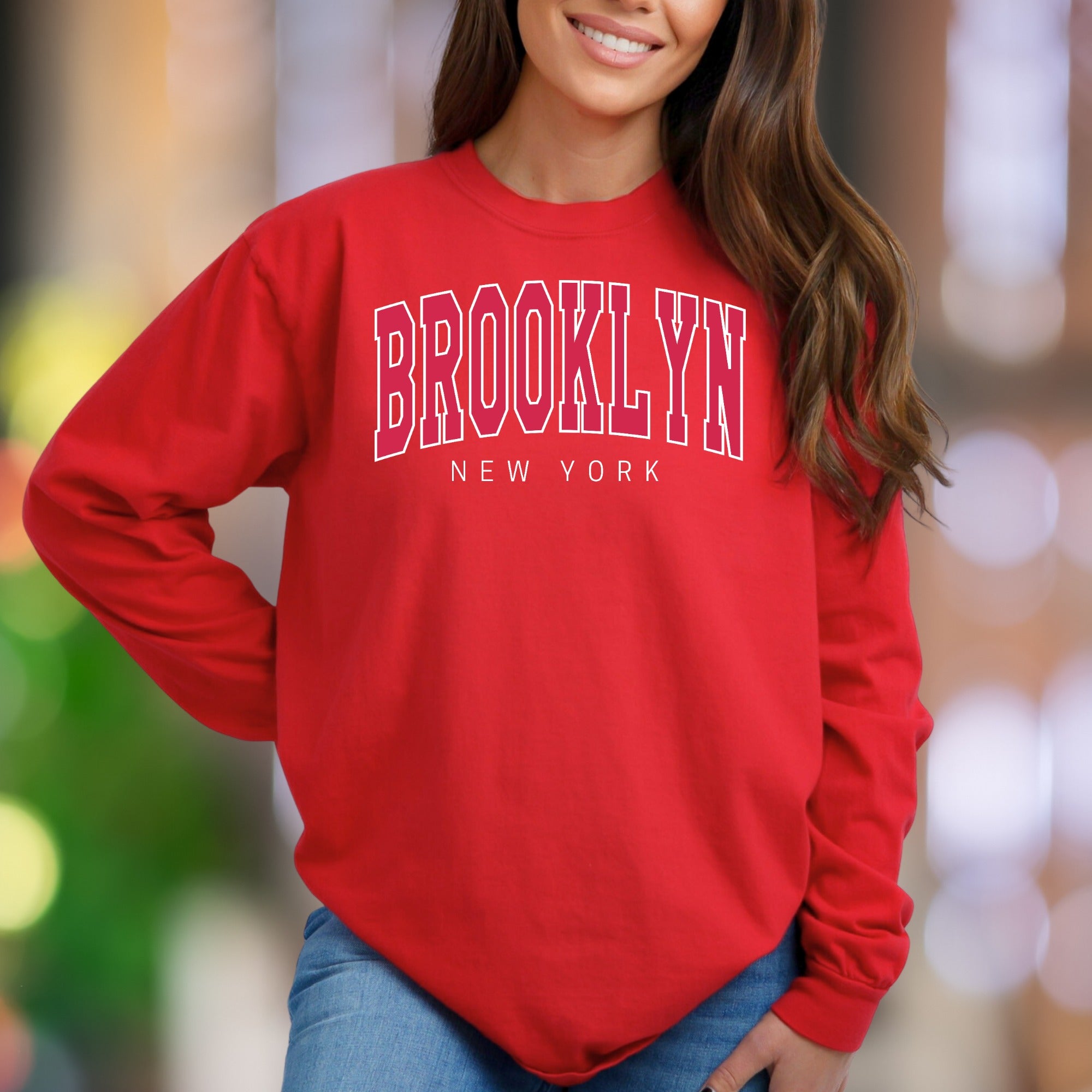 "BROOKLYN NEW YORK" | Retro Text Unisex Adult Sweatshirt | City Lifestyle