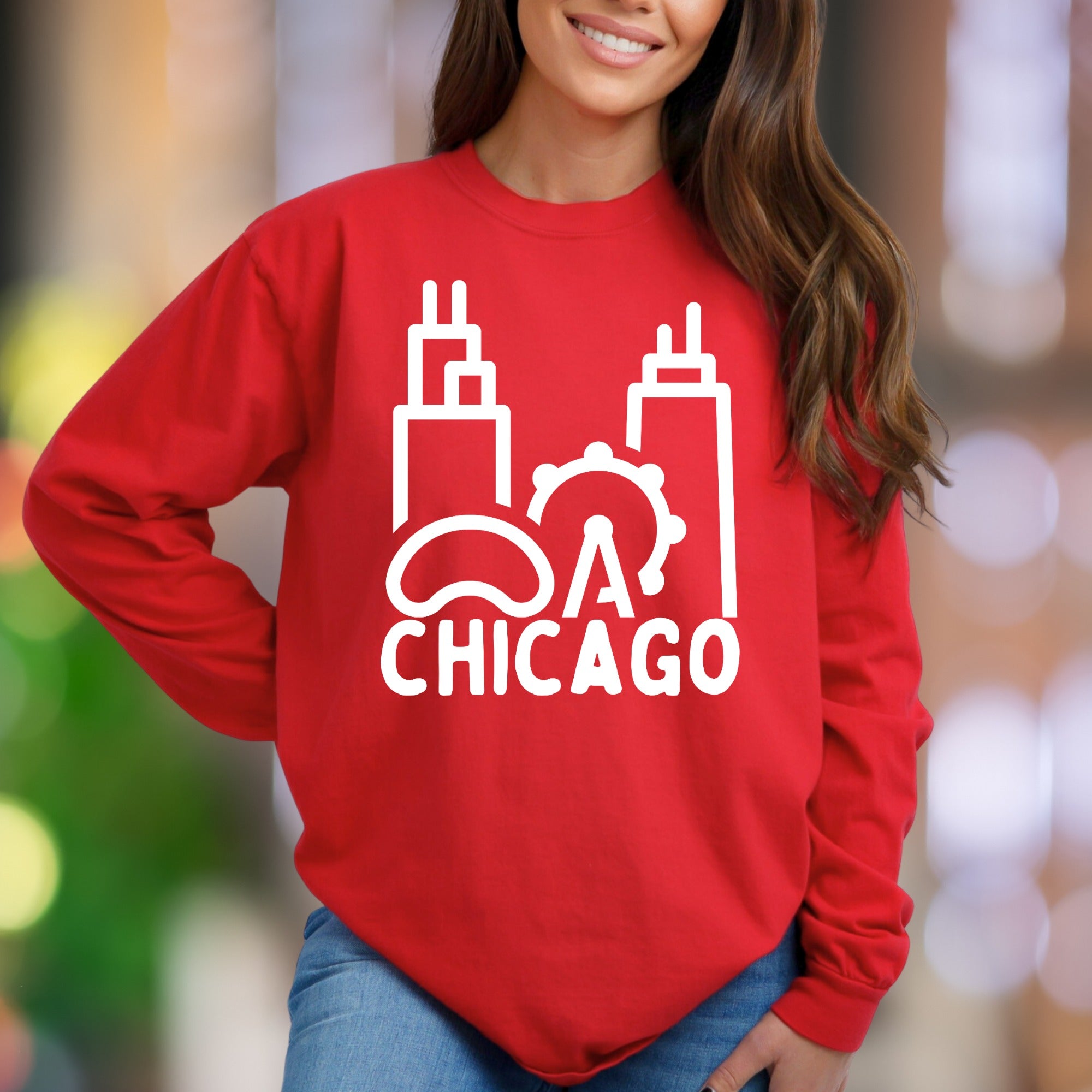 "Chicago" | City Iconography Unisex Adult Sweatshirt | Urban Lifestyle Apparel