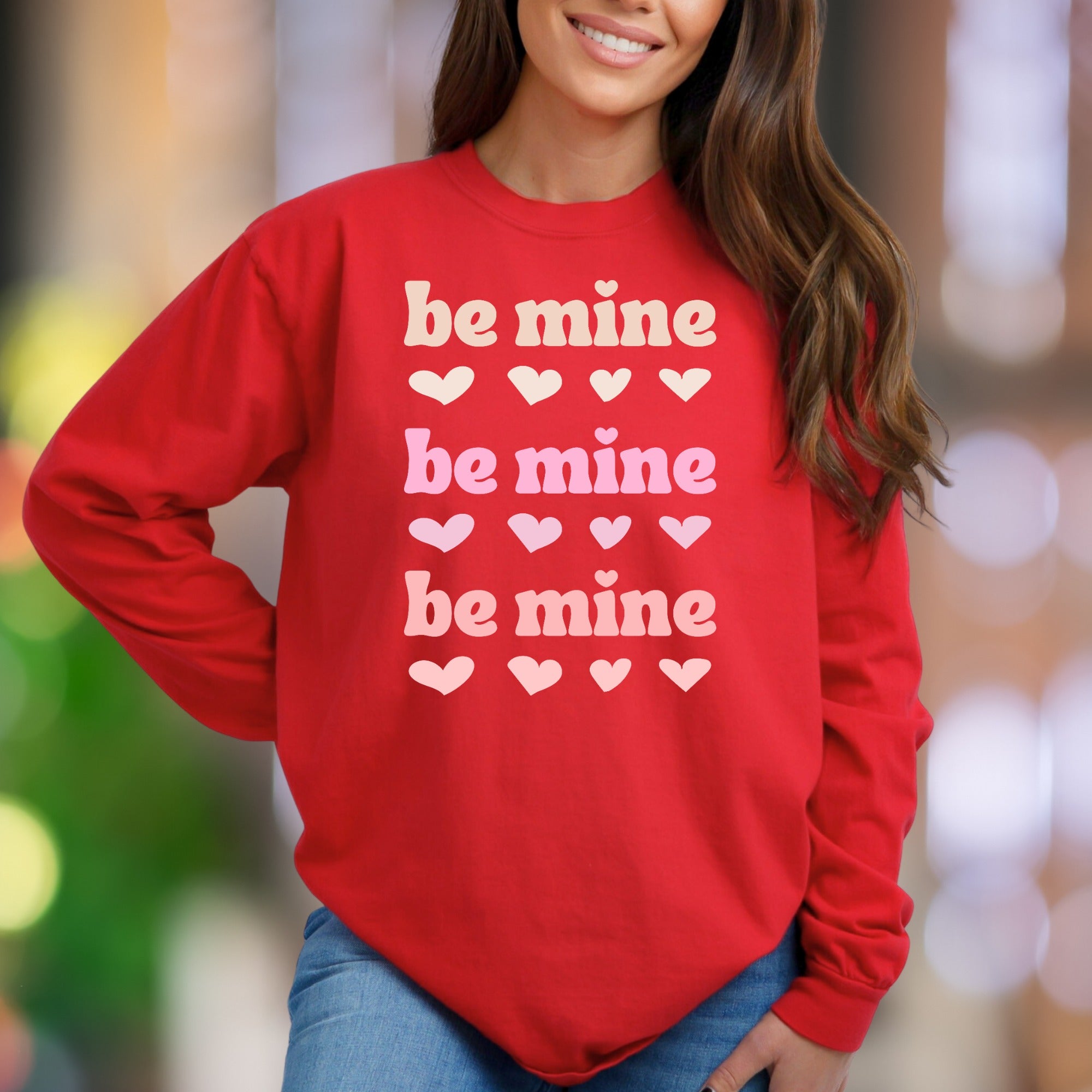 "Be Mine" | Retro Hearts Unisex Adult Sweatshirt | Romantic Lifestyle