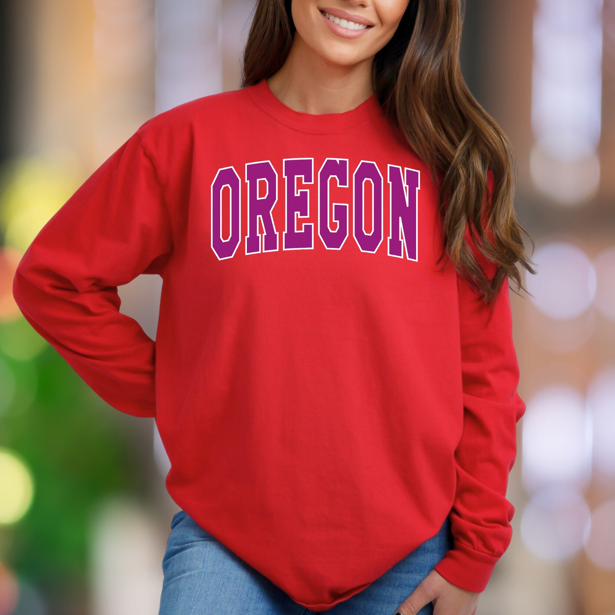 "OREGON" | College Block Letter Unisex Adult Sweatshirt | State Pride Enthusiast