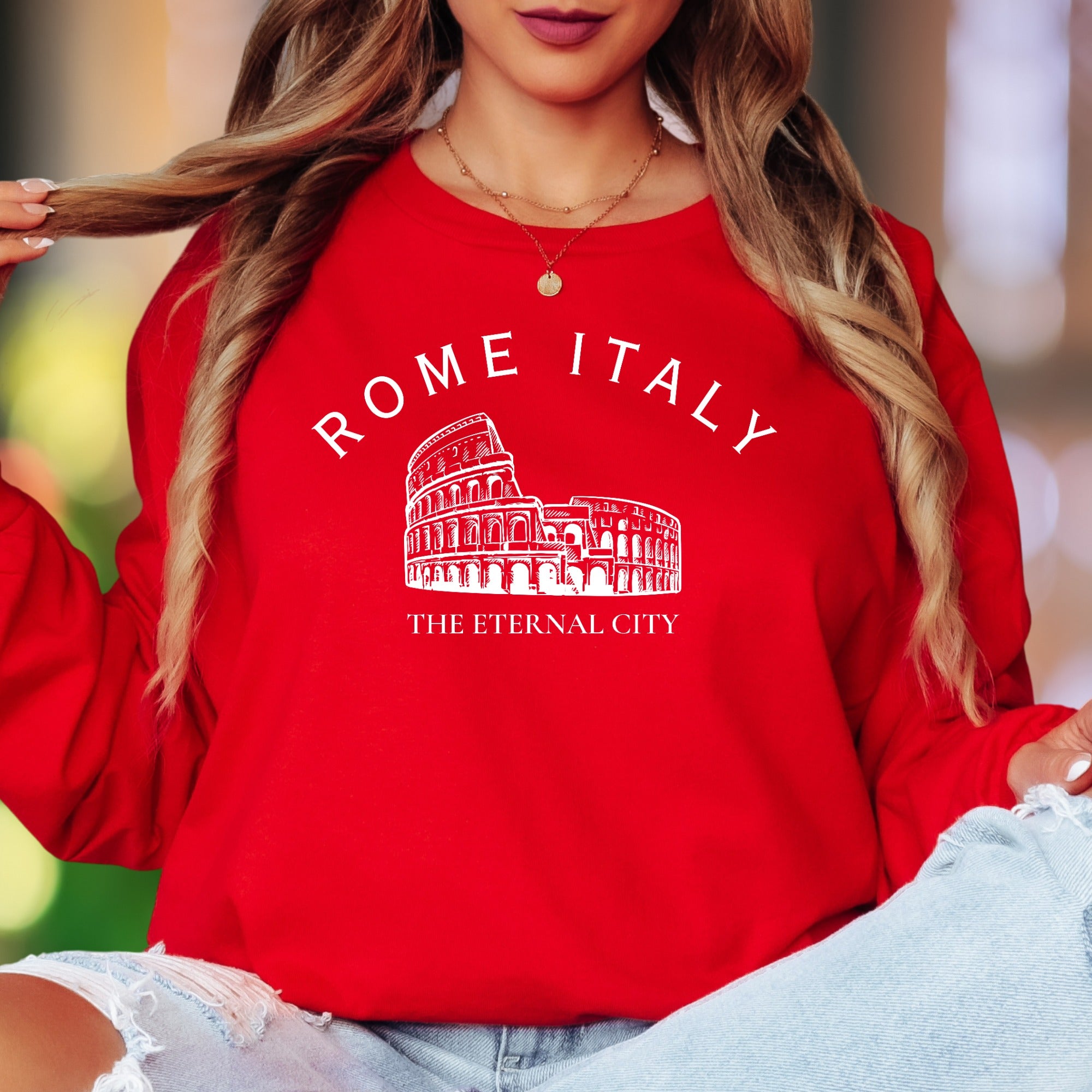 "Rome Italy The Eternal City" | Vintage Colosseum Unisex Adult Long Sleeve T-Shirt | Travel & Lifestyle