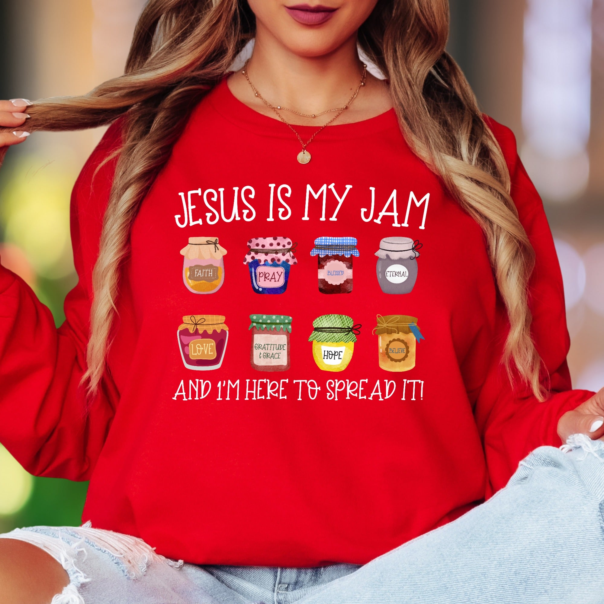"Jesus Is My Jam" | Faith-Inspired Typography Unisex Adult Long Sleeve T-Shirt | Christian Lifestyle