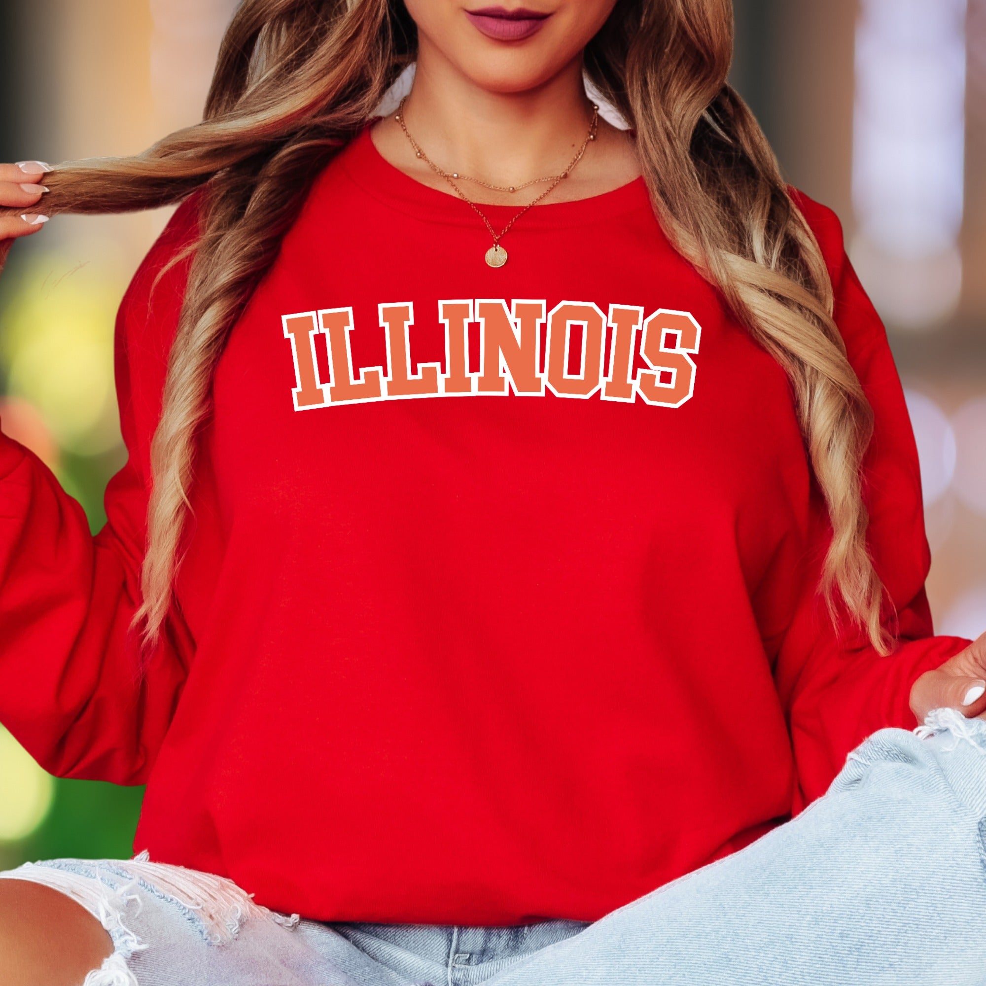 "ILLINOIS" | Collegiate Style Unisex Adult Long Sleeve T-Shirt | Classic Fanwear
