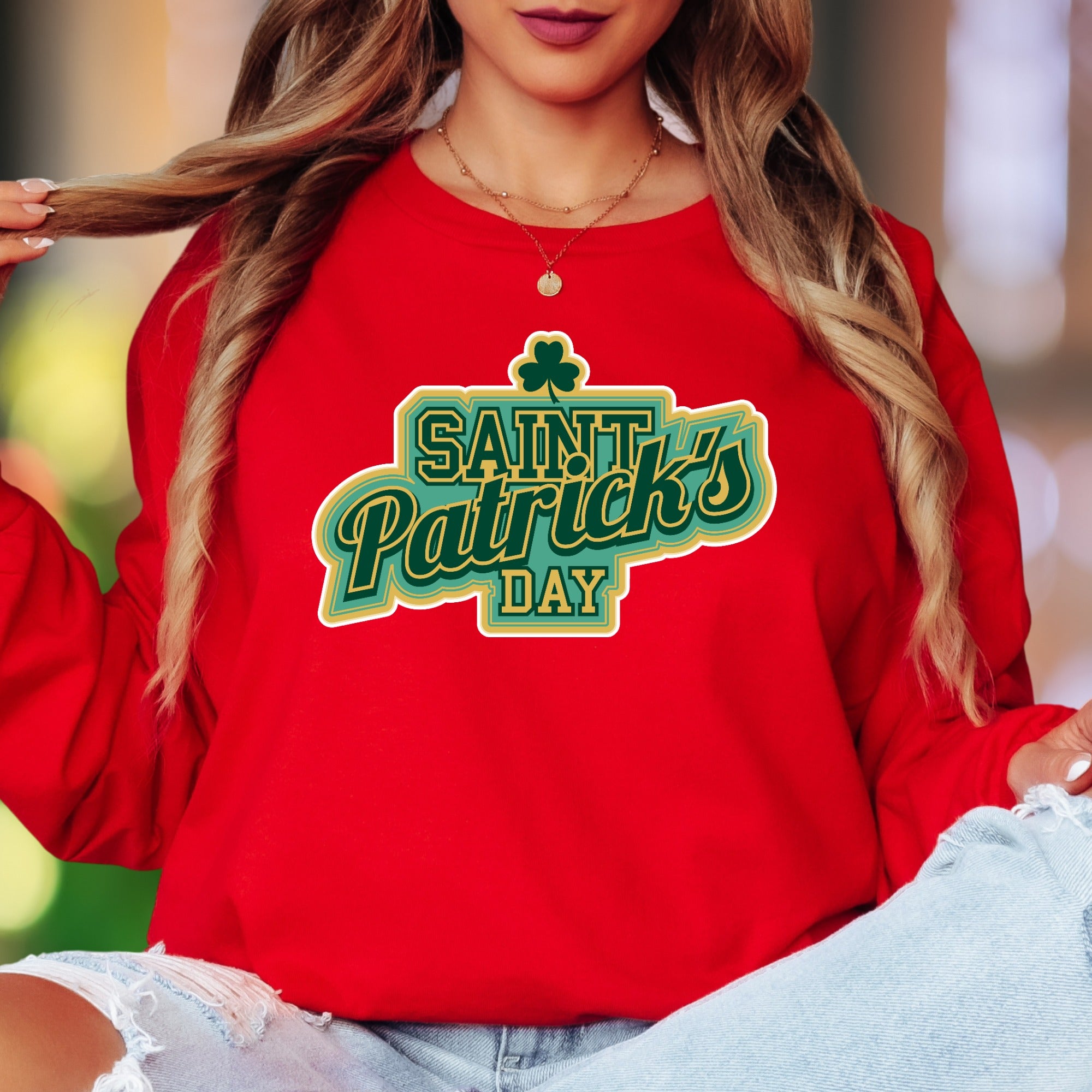 "Saint Patrick's Day" | Retro Typography Unisex Adult Long Sleeve T-Shirt | Festive Celebration
