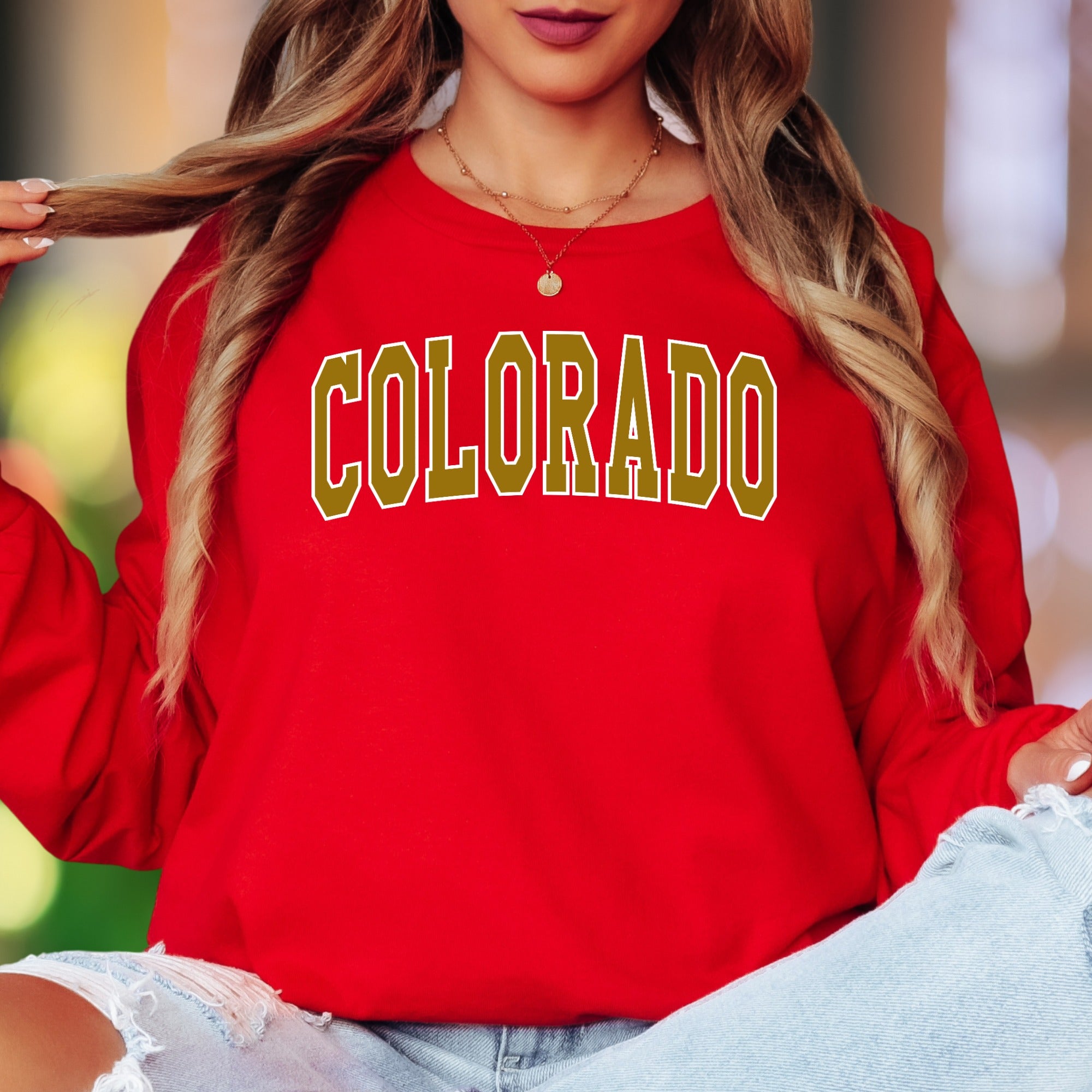"Colorado" | Bold Typography Unisex Adult Long Sleeve T-Shirt | State Pride