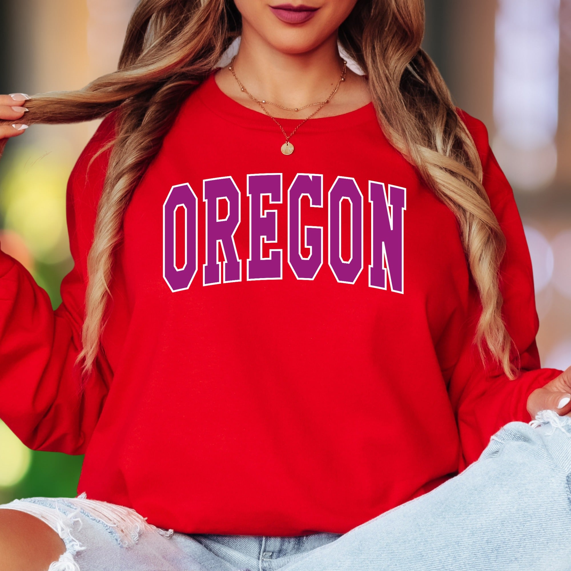 "OREGON" | Bold Typography Unisex Adult Long Sleeve T-Shirt | Regional Pride Apparel