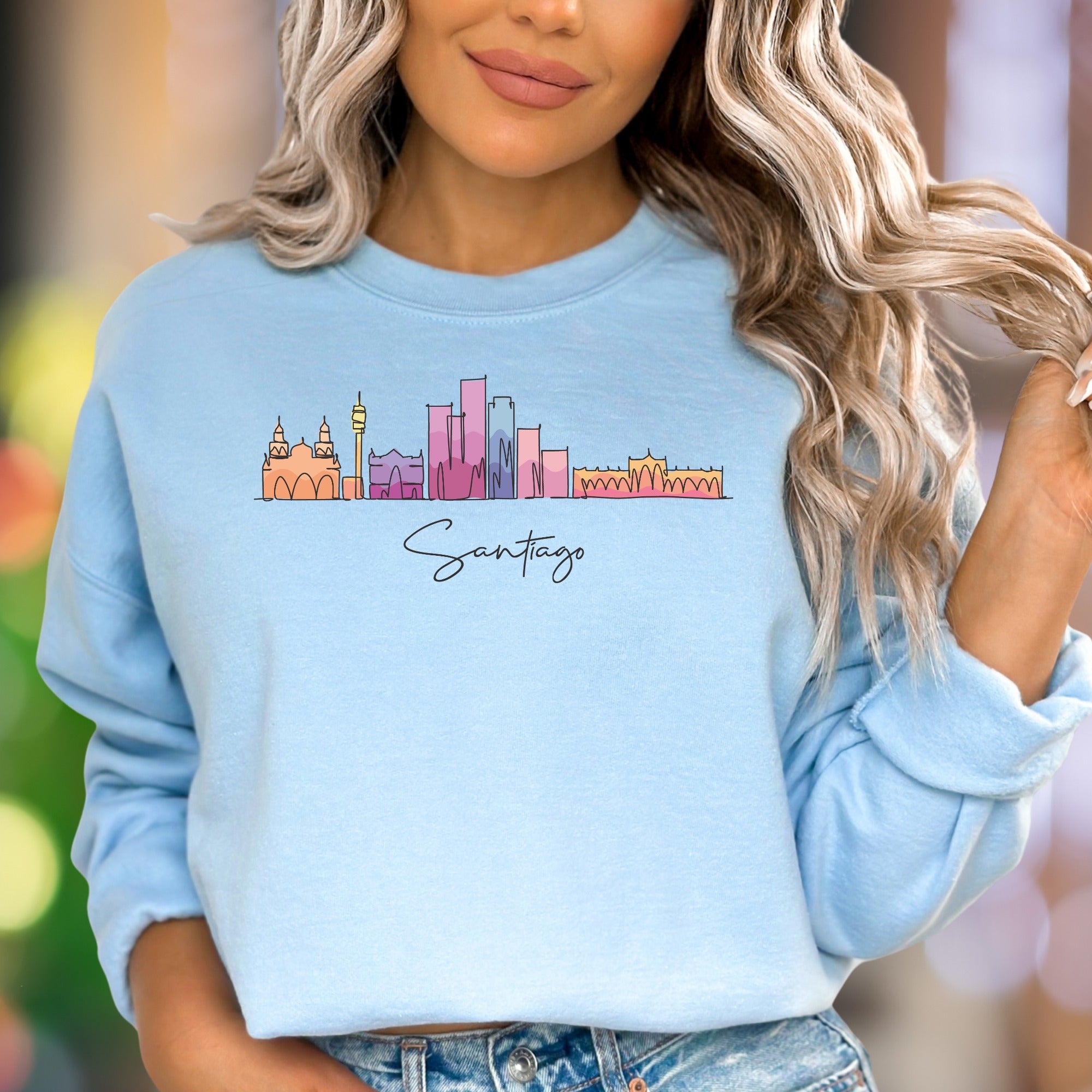 "Santiago" | Minimal Skyline Art Unisex Adult Sweatshirt | City Lover Lifestyle