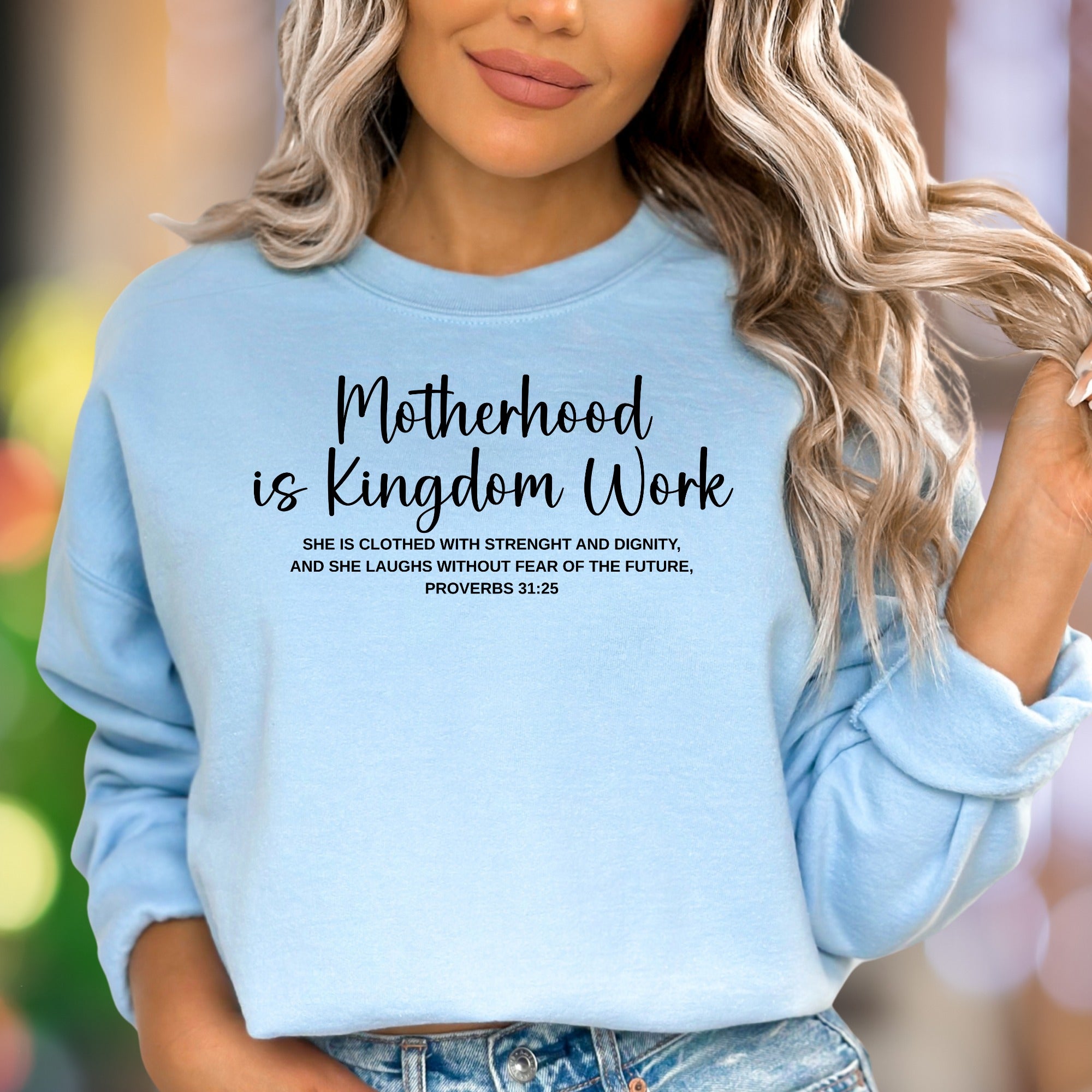 "Motherhood is Kingdom Work" | Motivational Script Unisex Adult Sweatshirt | Inspirational Lifestyle