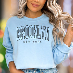 "BROOKLYN NEW YORK" | Modern City Typography Unisex Adult Sweatshirt | Urban Lifestyle Apparel