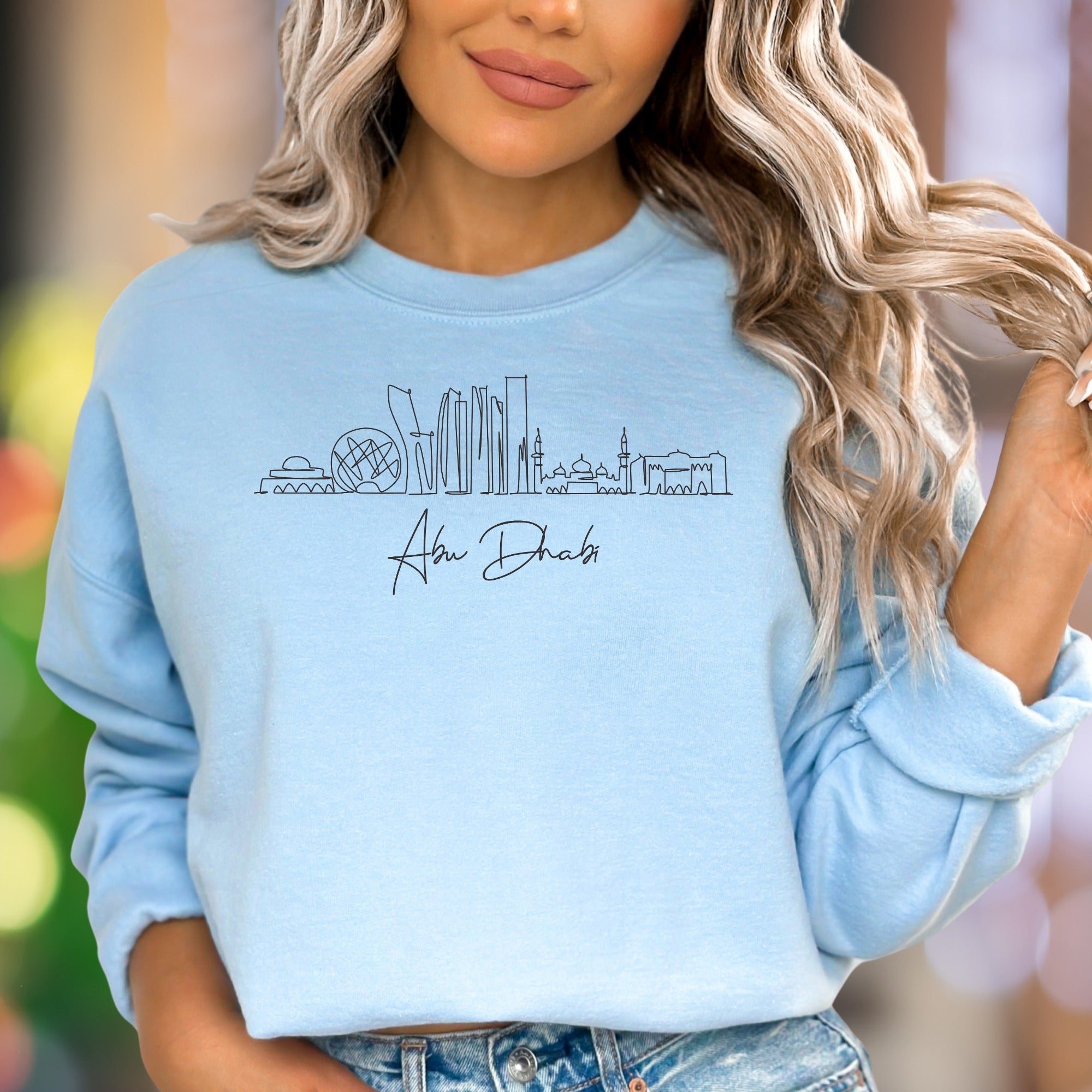 "Abu Dhabi" | City Skyline Minimal Unisex Adult Sweatshirt | Travel Lifestyle Apparel