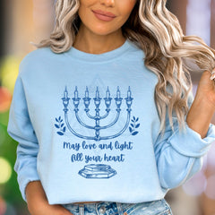 "May Love and Light Fill Your Heart" | Inspirational Candle Graphic Unisex Adult Sweatshirt | Thoughtful Gifting