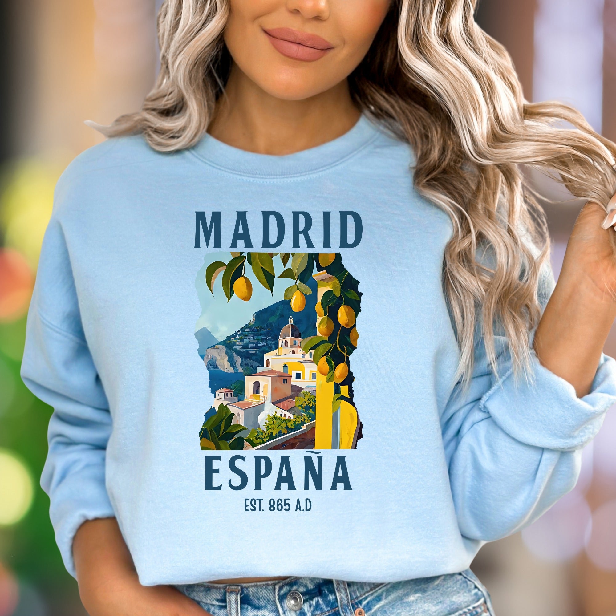 "Madrid España Est. 865 A.D." | Vintage Travel Unisex Adult Sweatshirt | European Lifestyle