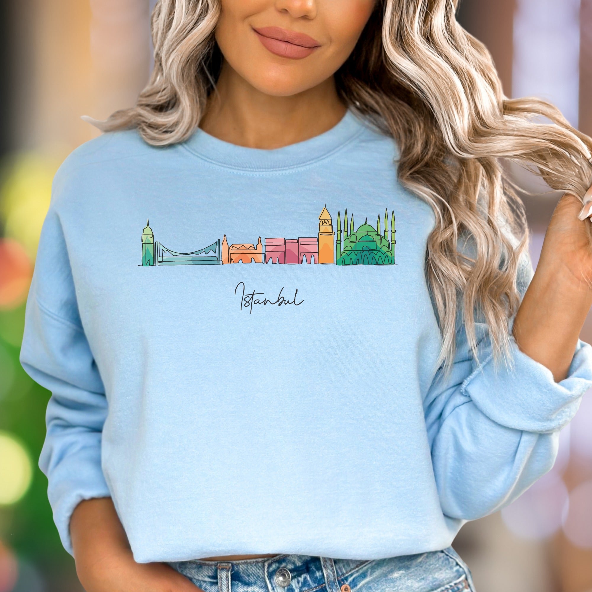 "Istanbul" | Cityscape Outline Unisex Adult Sweatshirt | Travel Lifestyle Apparel