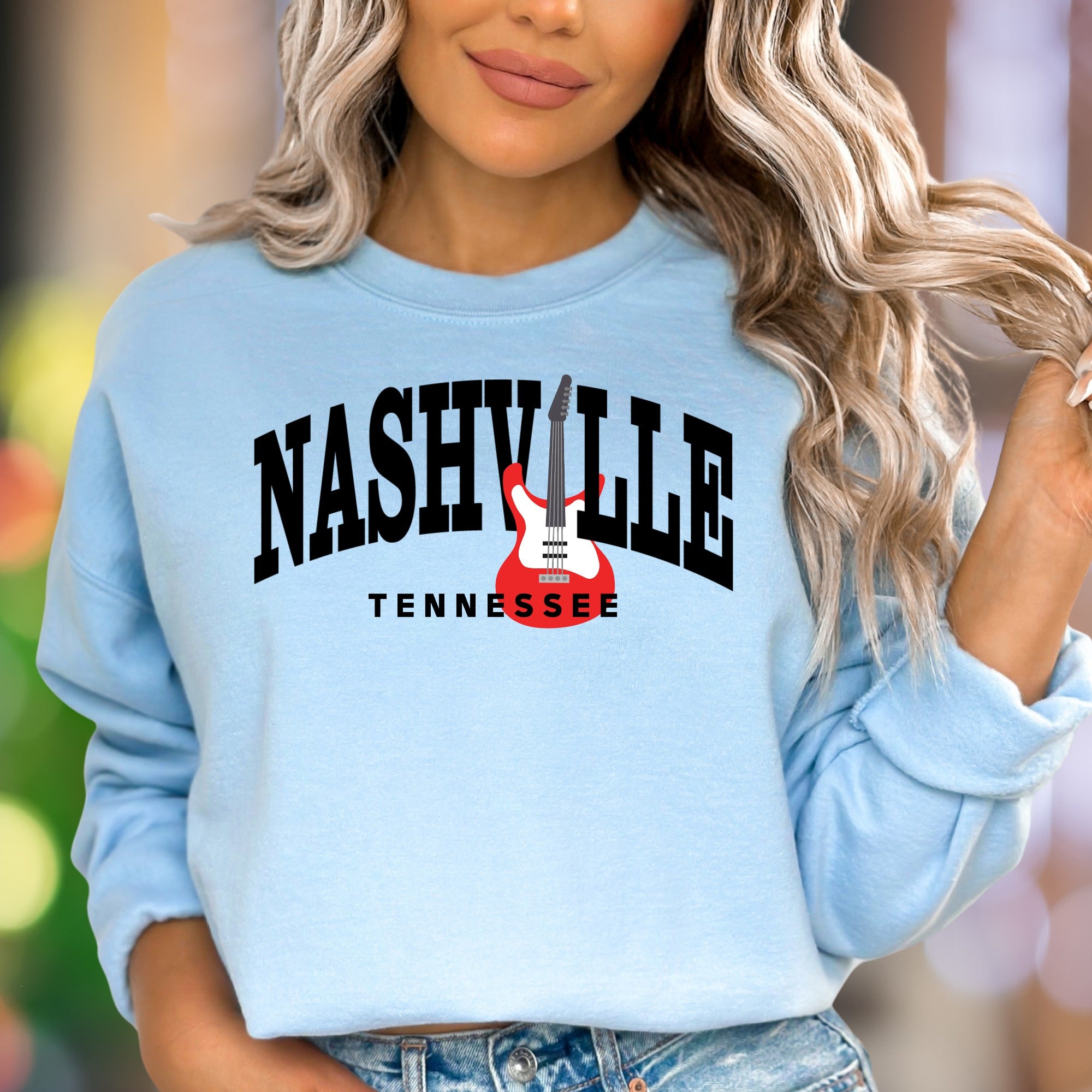"Nashville Tennessee" | Music City Graphic Unisex Adult Sweatshirt | Lifestyle Travel