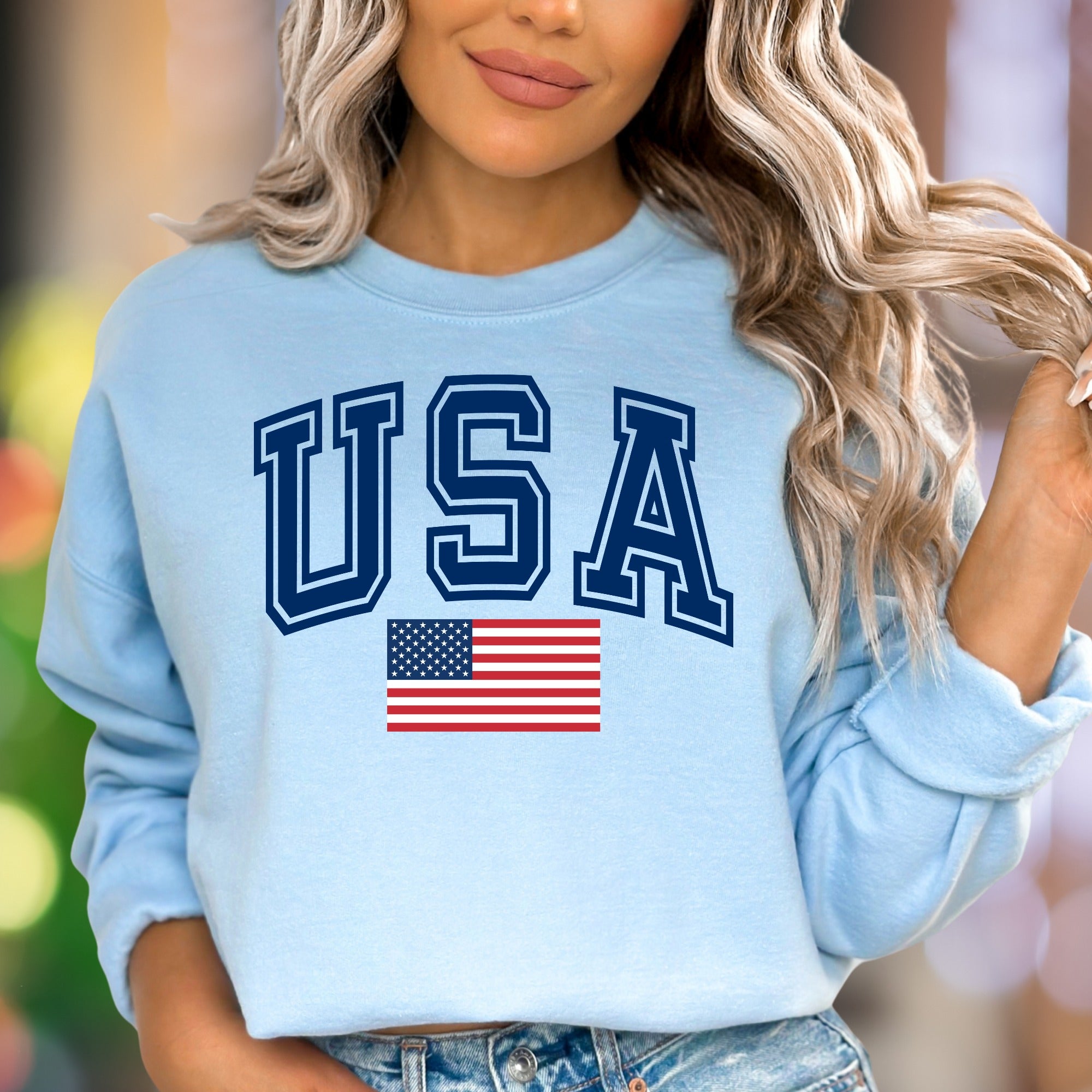 "USA" | Patriotic Collegiate Unisex Adult Sweatshirt | American Pride