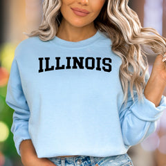 "ILLINOIS" | Collegiate Typography Unisex Adult Sweatshirt | State Pride Apparel