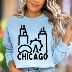 "Chicago Skyline" | Line Art Unisex Adult Sweatshirt | City Lover Apparel