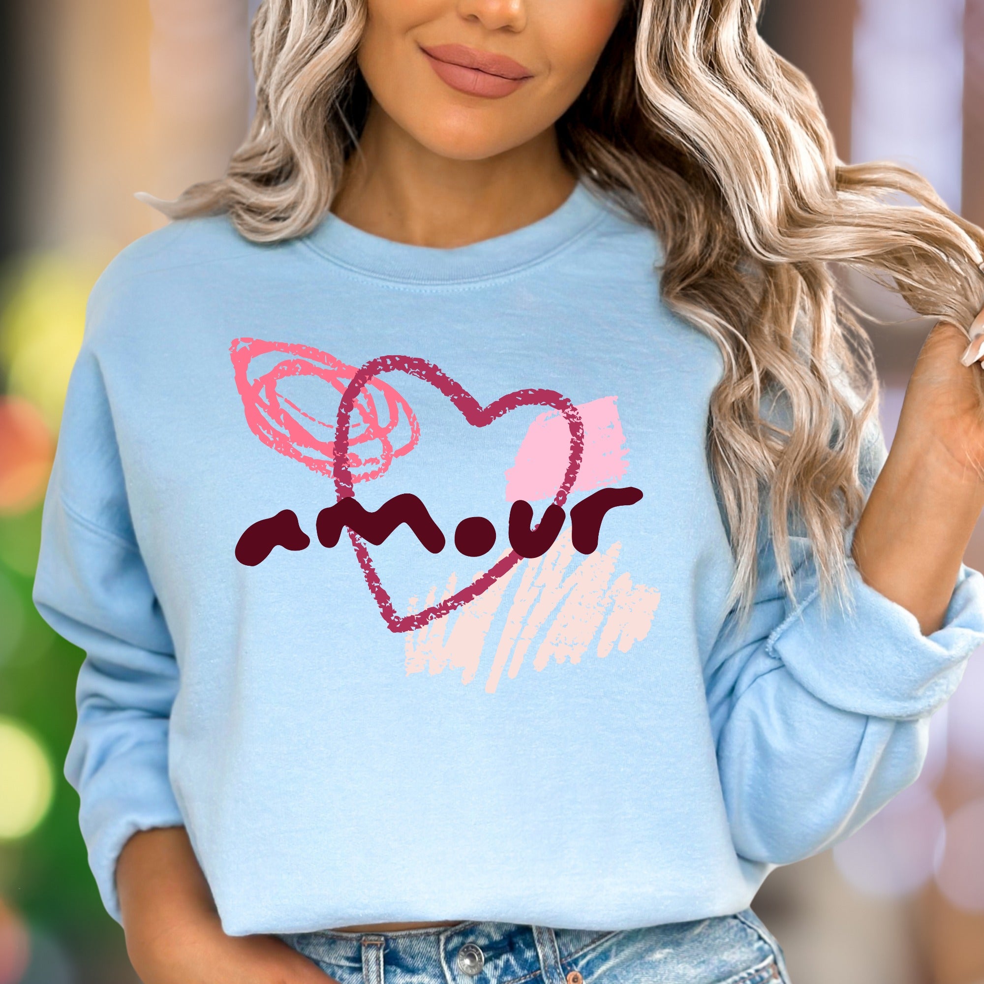 "Amour" | Artistic Sketch Heart Unisex Adult Sweatshirt | Romantic Lifestyle
