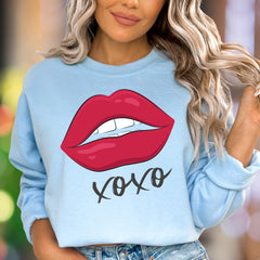 "xoxo" Red Lips Graphic Unisex Adult Sweatshirt | Flirty Modern Style