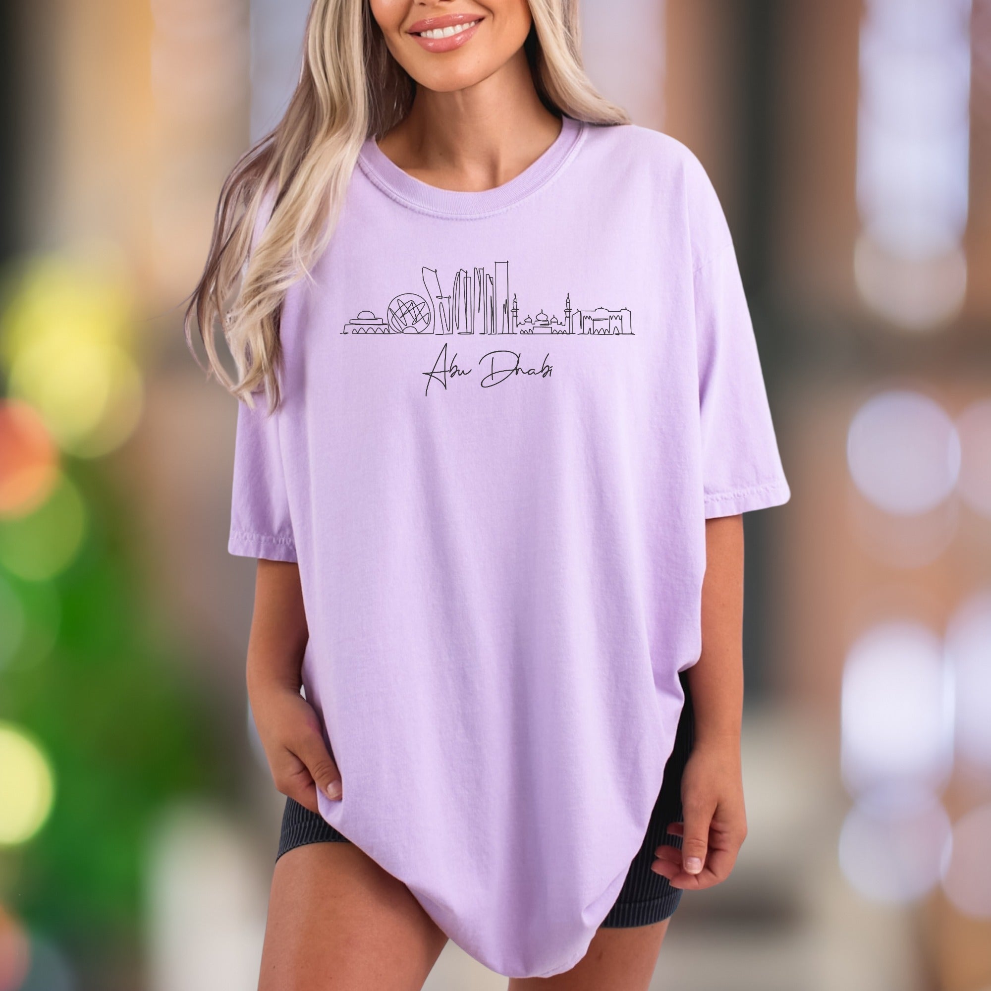 Abu Dhabi Skyline | Comfort Colors Unisex Adult T-Shirt | Minimal Architectural Travel Tee