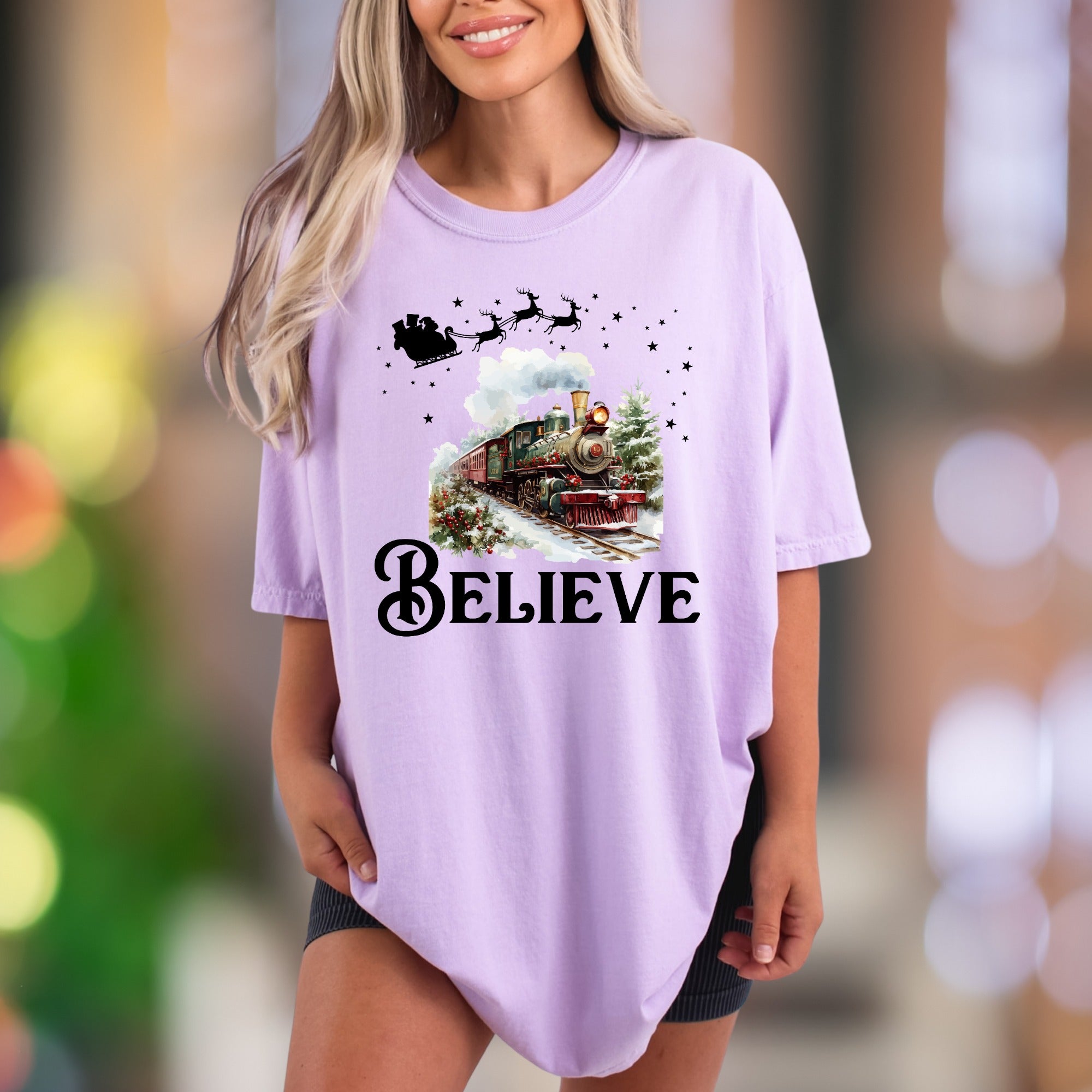 "Believe" | Comfort Colors Unisex Adult T-Shirt | Vintage Holiday Lifestyle