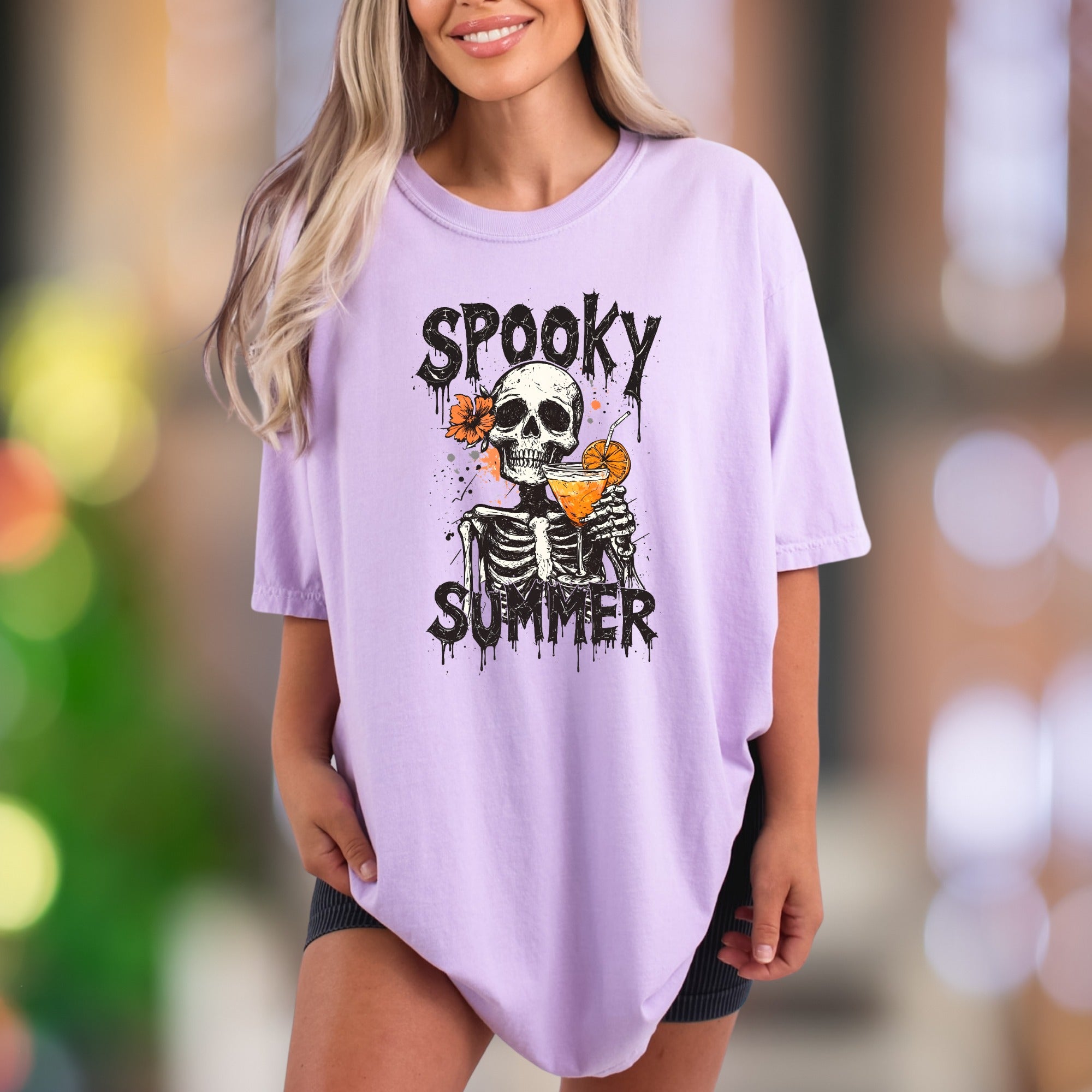 "Spooky Summer" | Comfort Colors Unisex Adult T-Shirt | Edgy Beach Skeleton Design