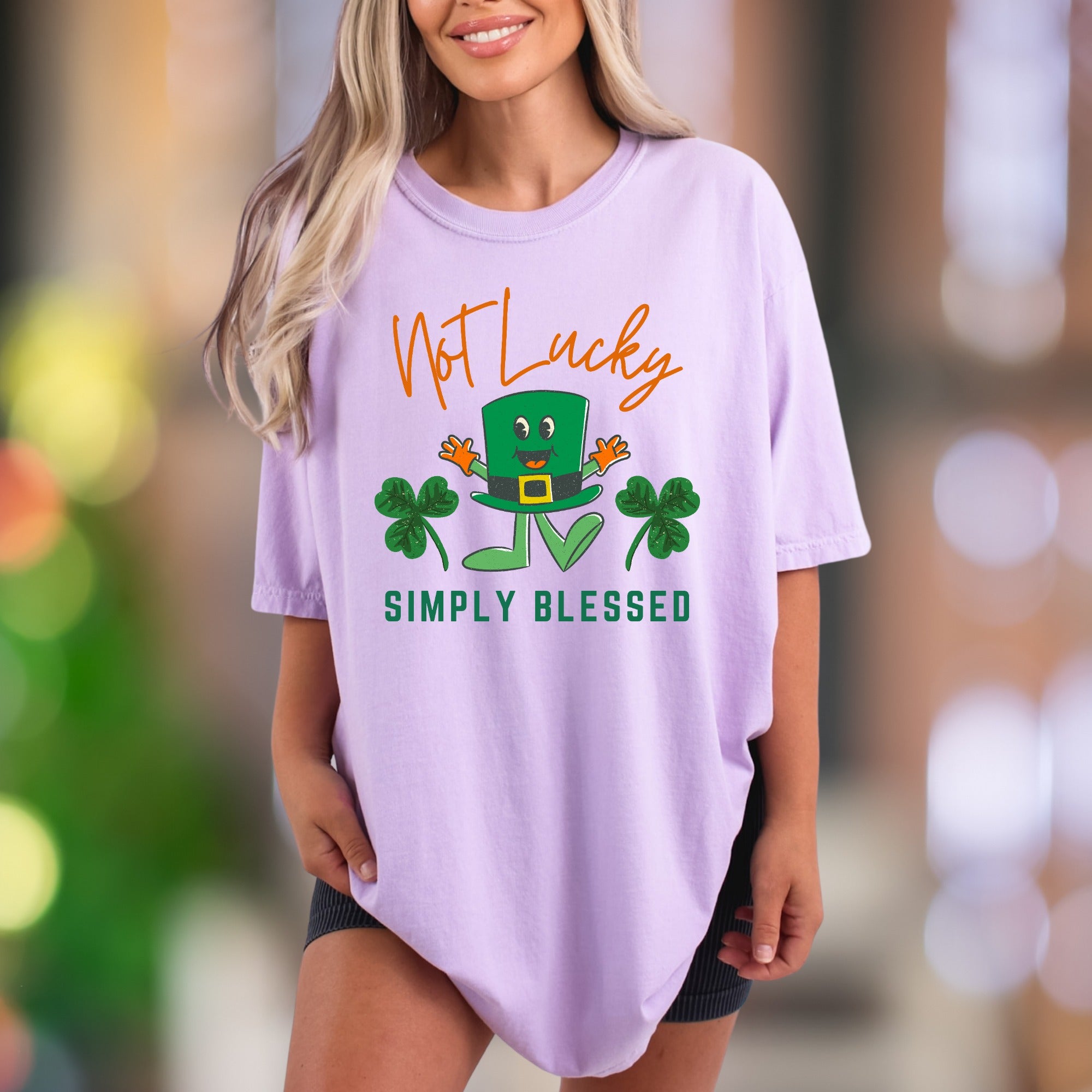 "Not Lucky Simply Blessed" | Comfort Colors Unisex Adult T-Shirt | Humorous Blessed Style