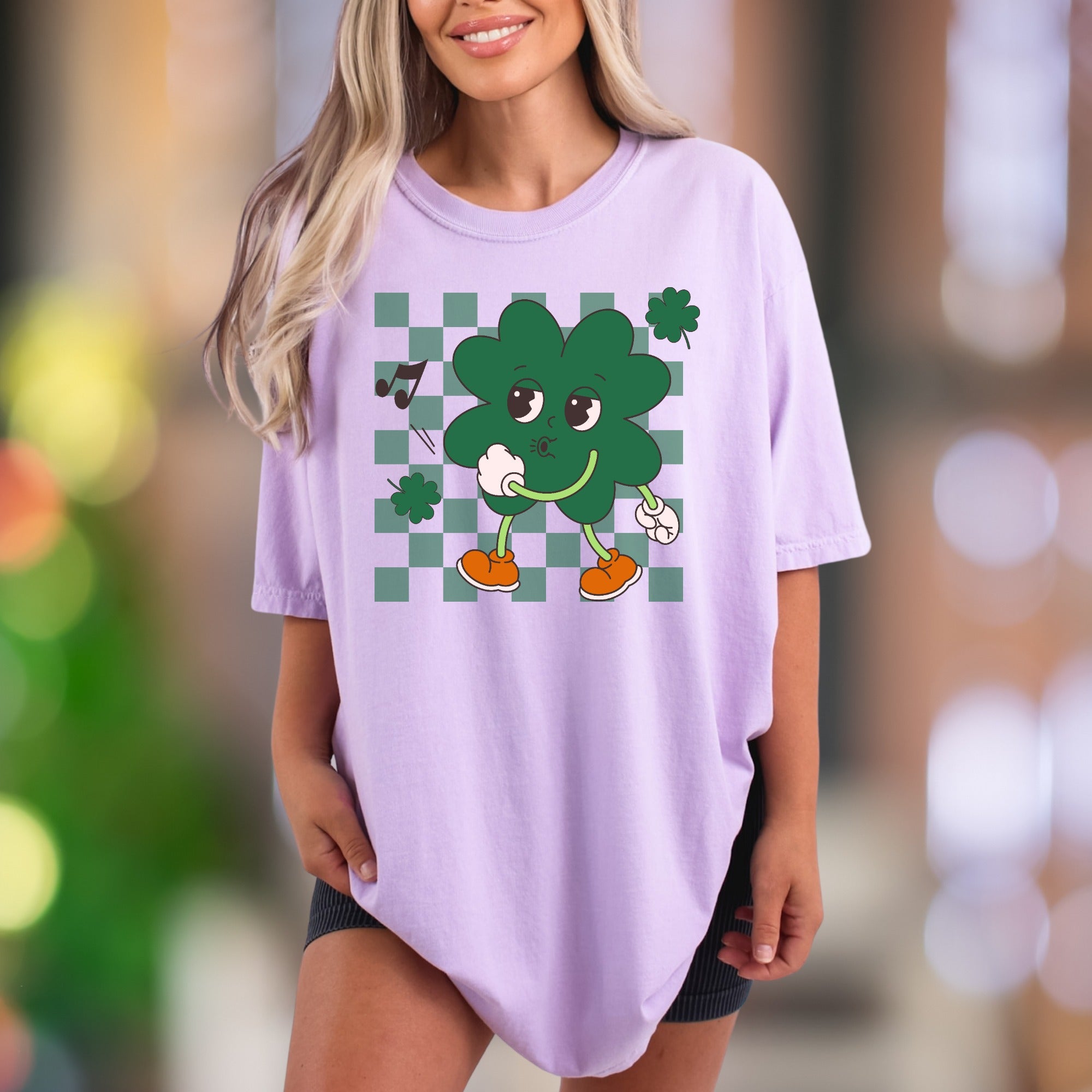 Shamrock Groovin' Retro Character | Comfort Colors Unisex Adult T-Shirt | Funny Vintage Vibe