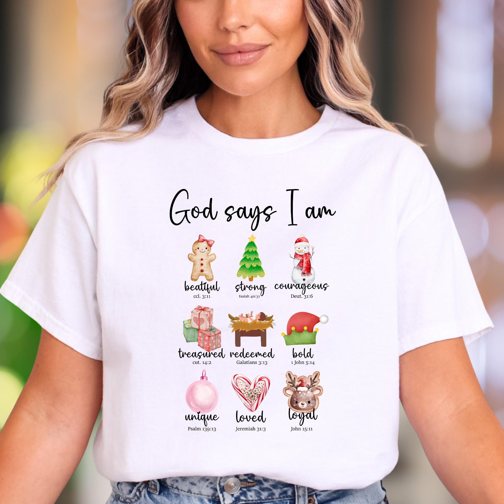 "God says I am" | Christmas Affirmation Unisex Adult T-Shirt | Holiday Lifestyle