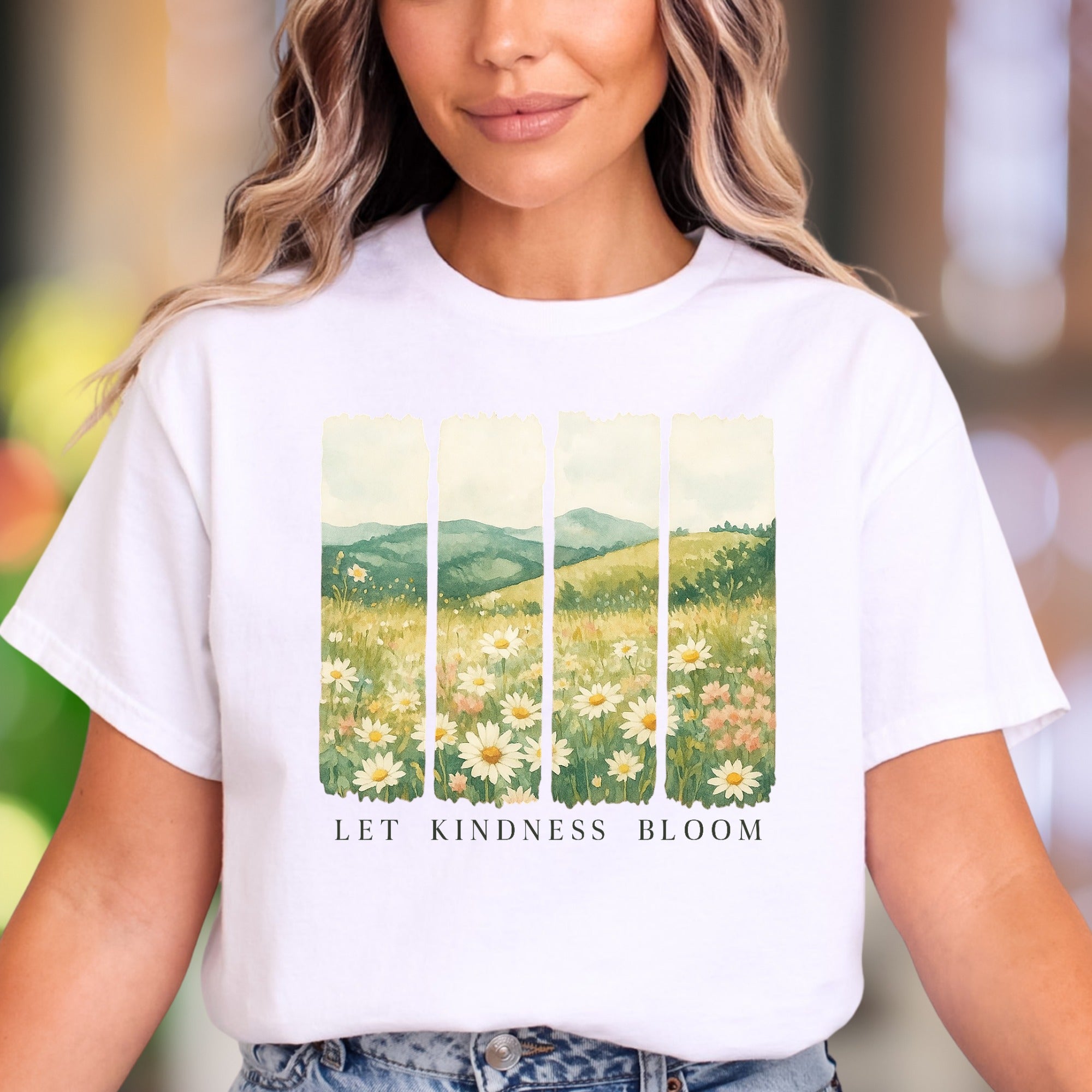 "Let Kindness Bloom" | Nature Landscape Unisex Adult T-Shirt | Gentle Lifestyle