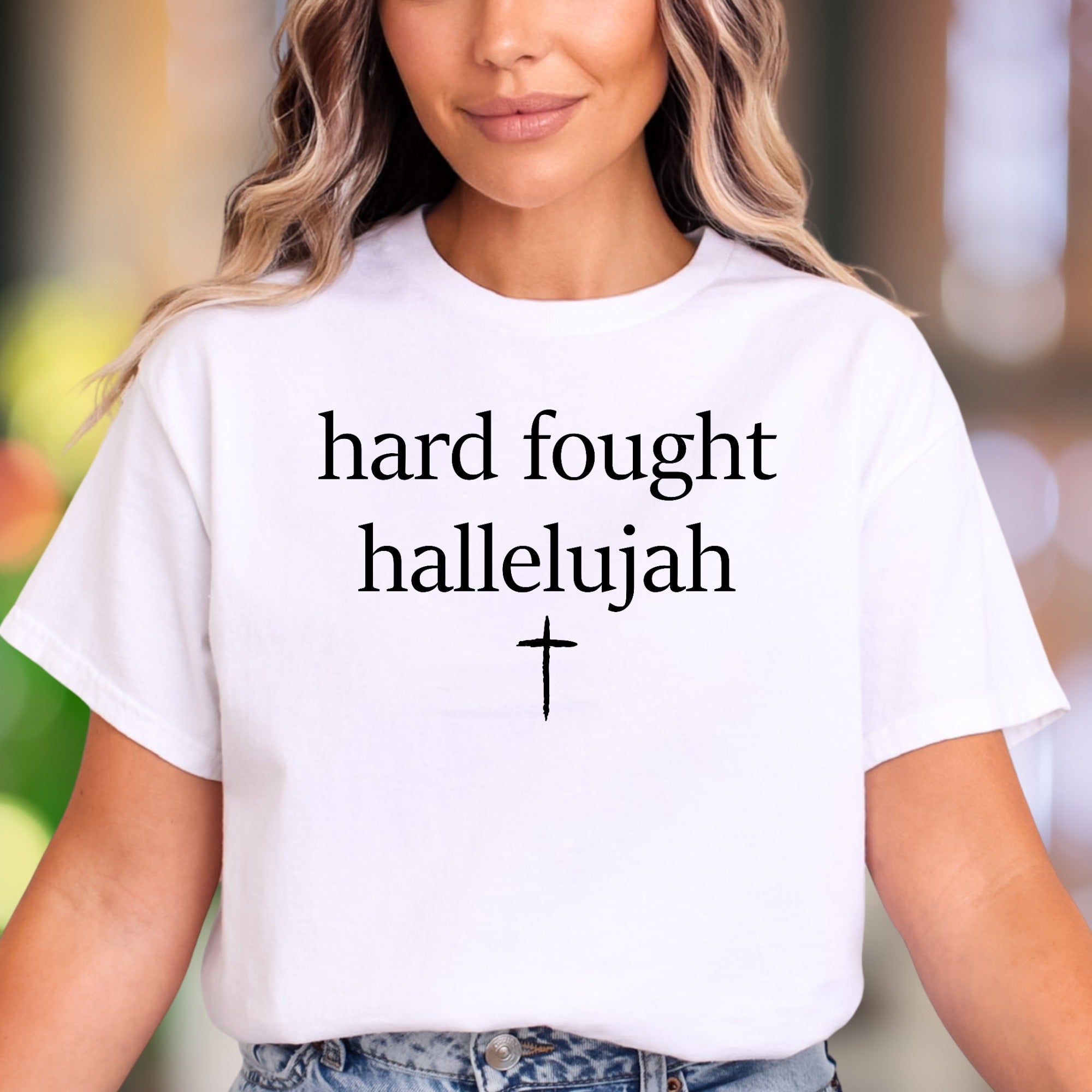 "hard fought hallelujah" | Spiritual Statement Unisex Adult T-Shirt | Faith-Inspired Motivation