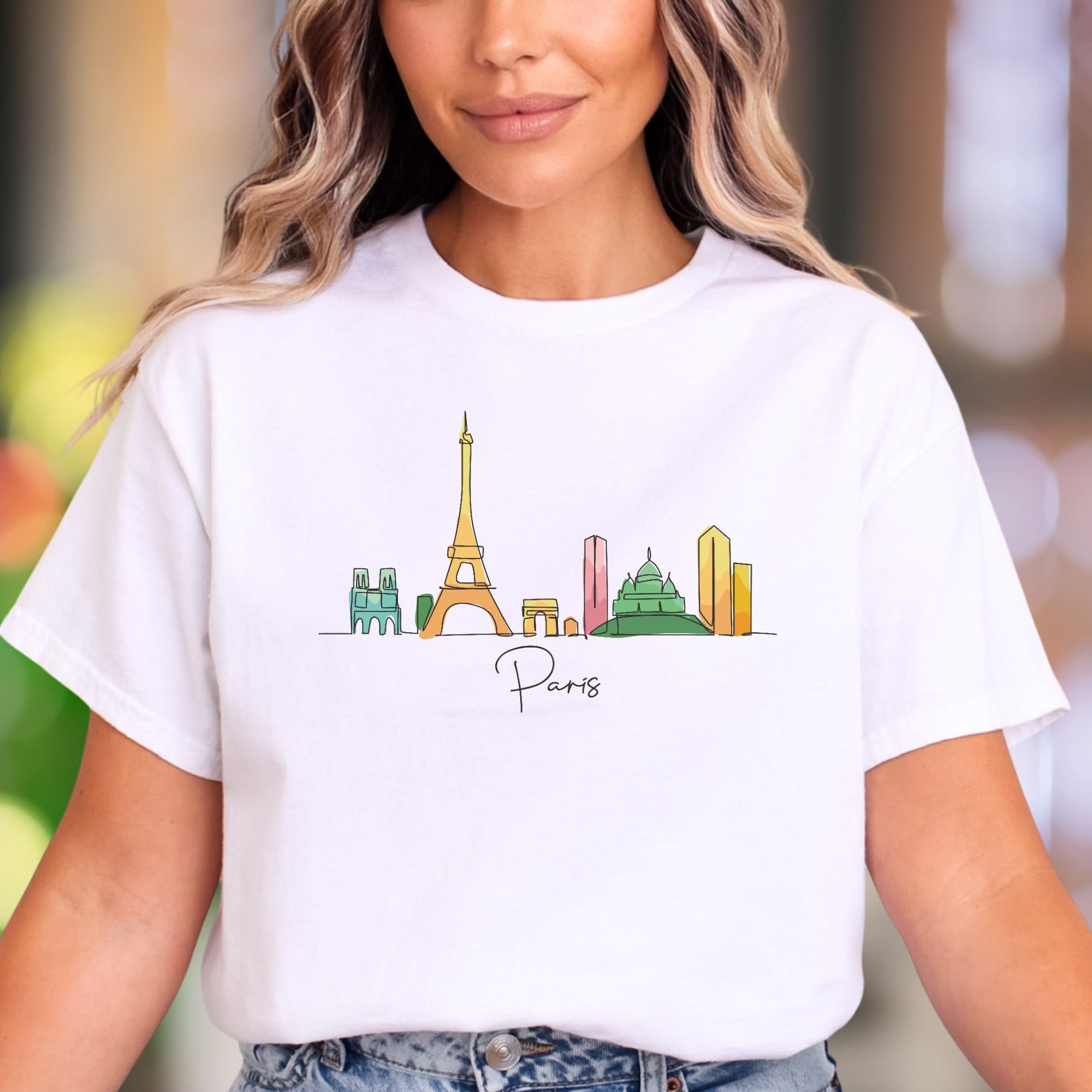 "Paris" | Minimal Skyline Unisex Adult T-Shirt | Travel & City Lifestyle