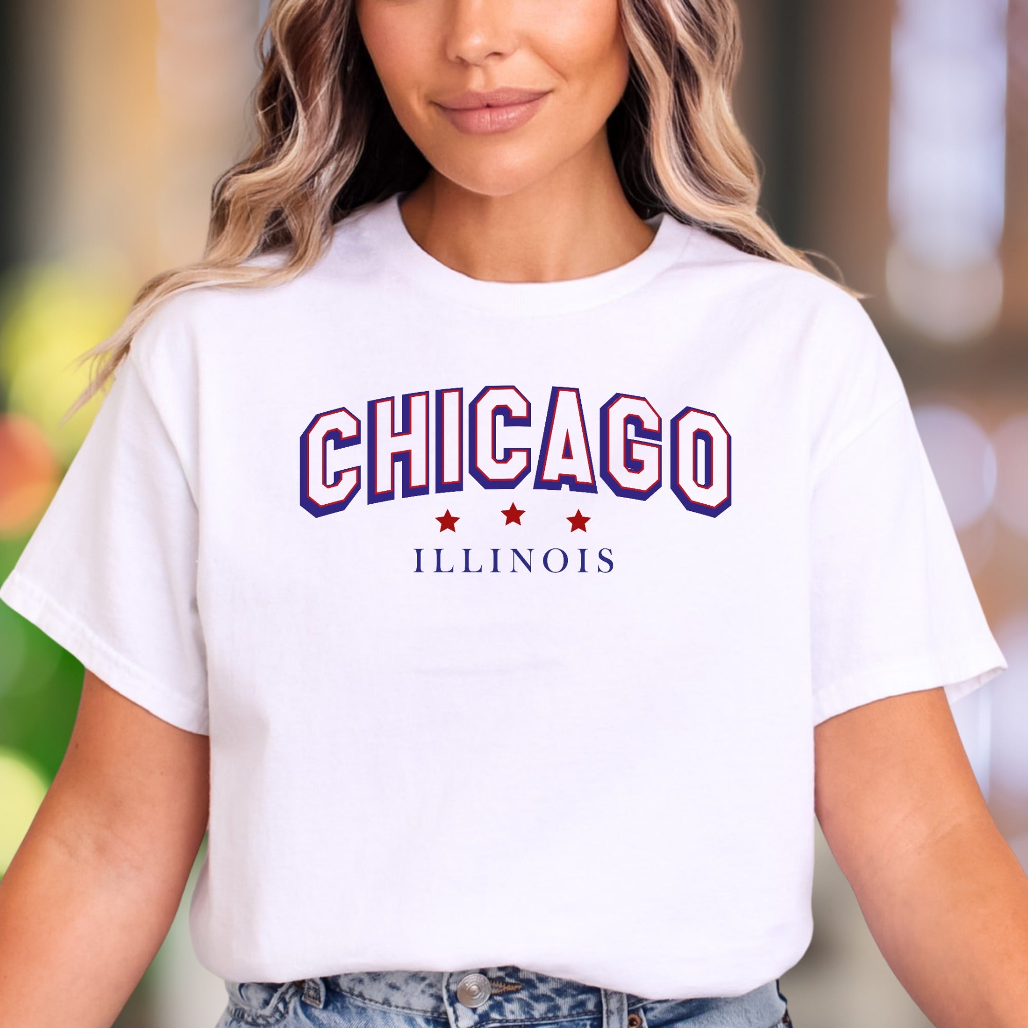 "CHICAGO ILLINOIS" | Retro Typography Unisex Adult T-Shirt | City Pride Apparel