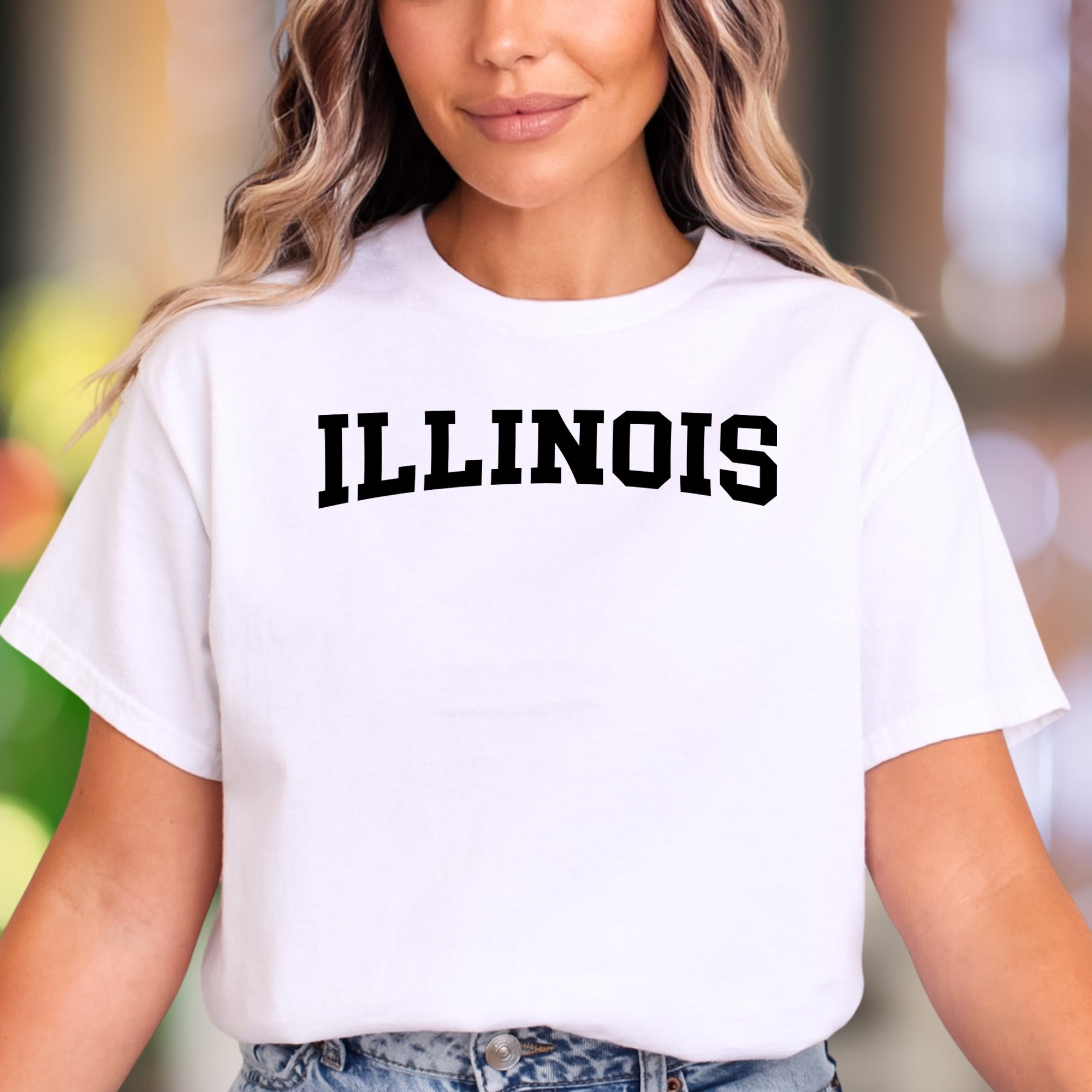 "ILLINOIS" | Bold Typography Unisex Adult T-Shirt | State Pride Lifestyle