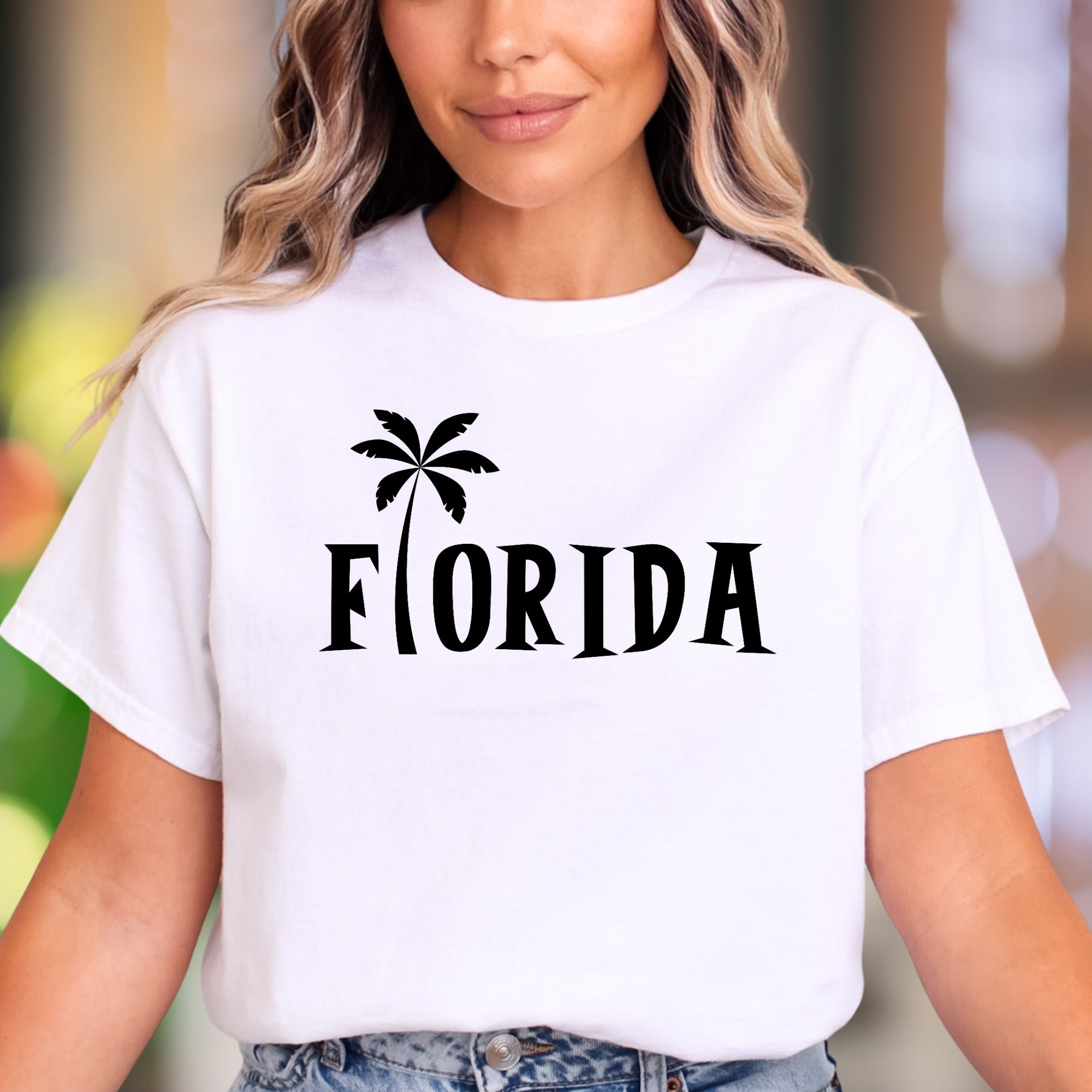 "Florida" | Palm Tree Typography Unisex Adult T-Shirt | Tropical Lifestyle