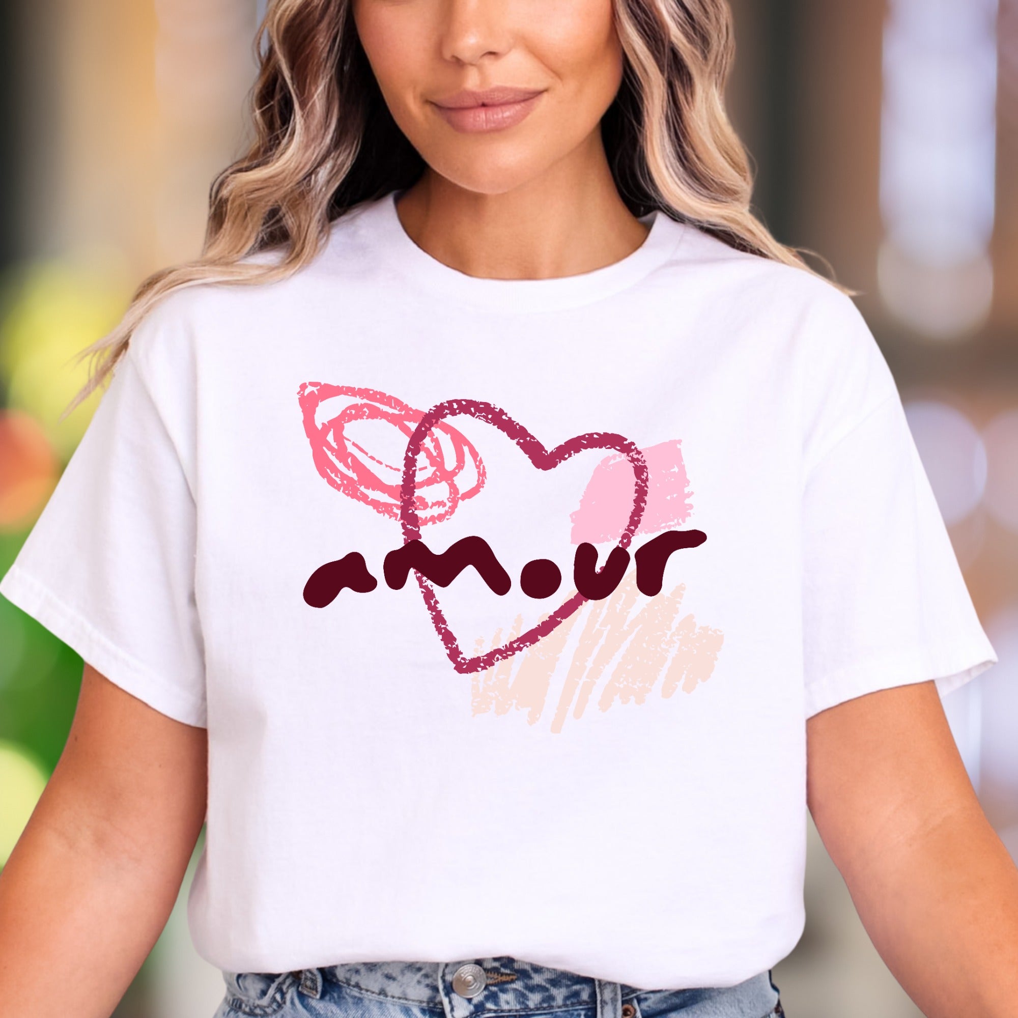 "Amour" | Abstract Heart Unisex Adult T-Shirt | Romantic Streetwear Aesthetic