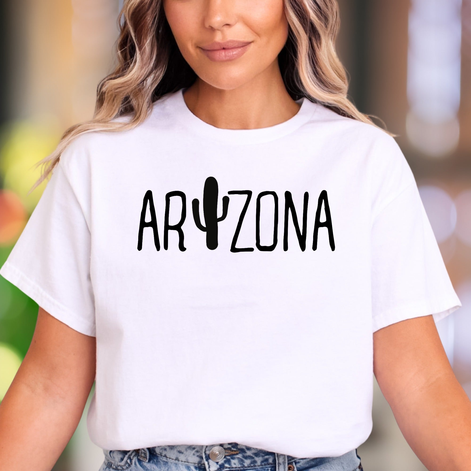 "ARIZONA" | Cactus Typography Unisex Adult T-Shirt | State Pride