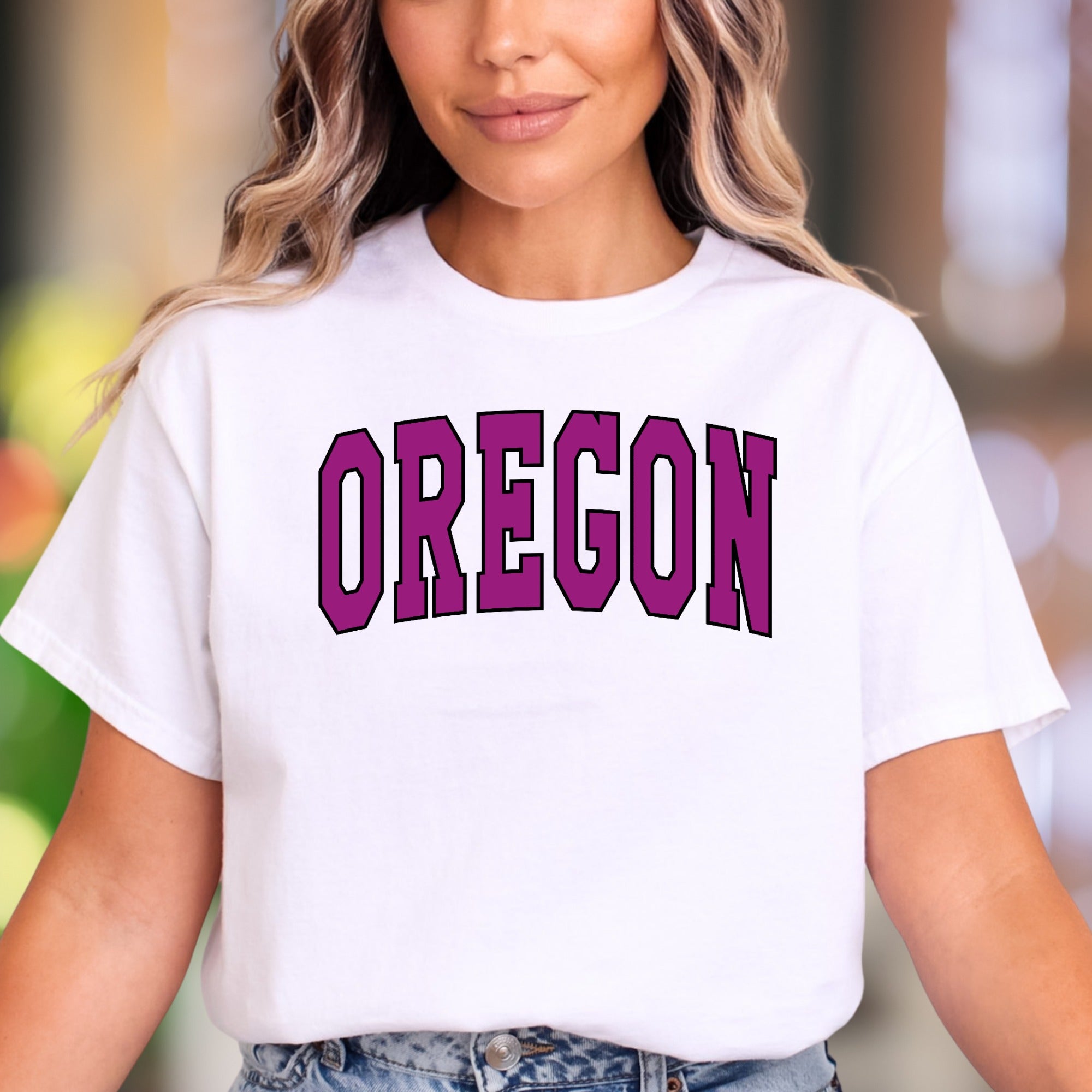 "OREGON" | College Typography Unisex Adult T-Shirt | State Pride