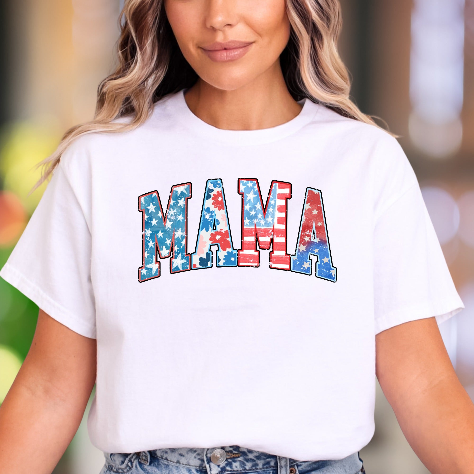 "MAMA" | Distressed Grunge Typography Unisex Adult T-Shirt | Patriotic Lifestyle