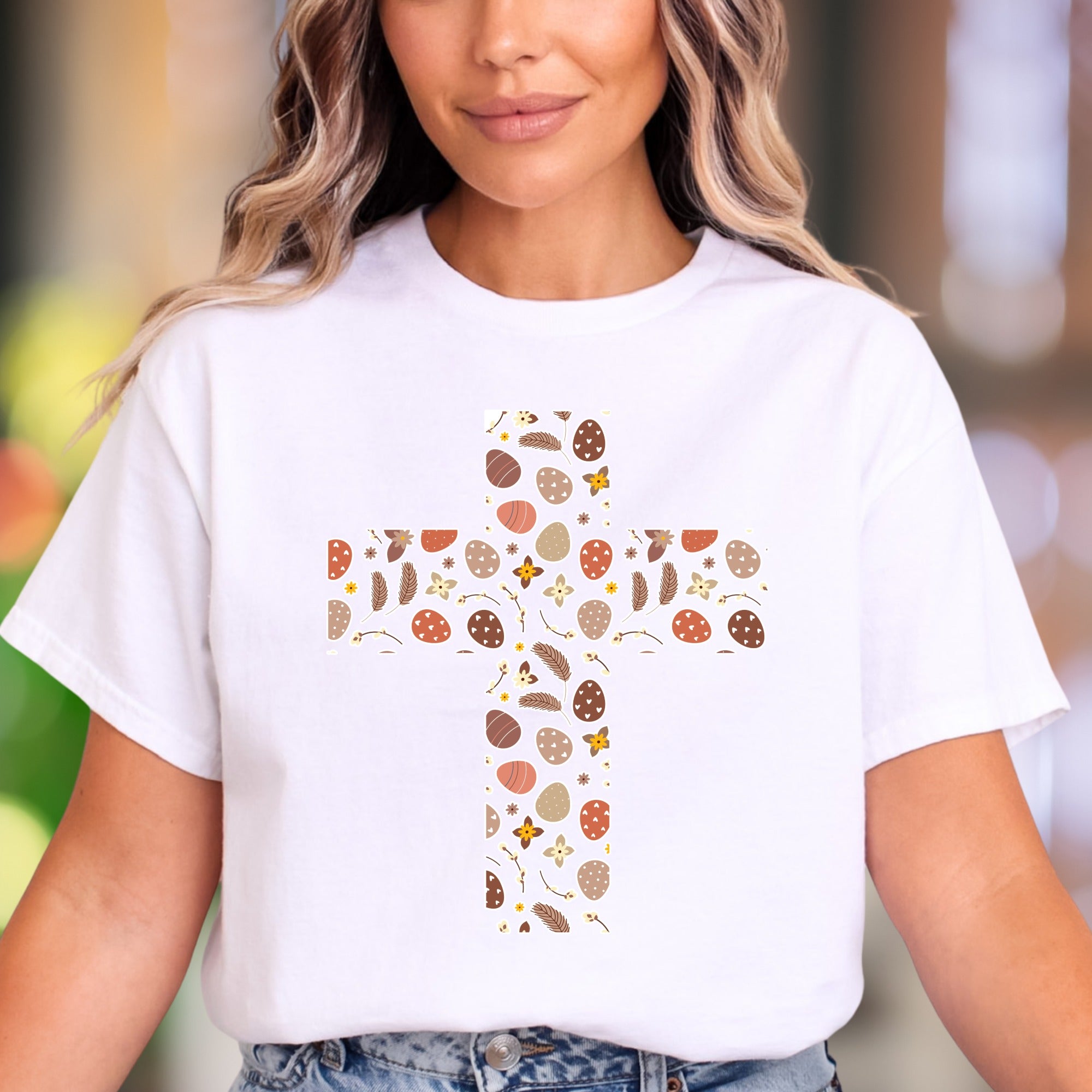 "Easter Cross" | Festive Pattern Unisex Adult T-Shirt | Holiday Lifestyle
